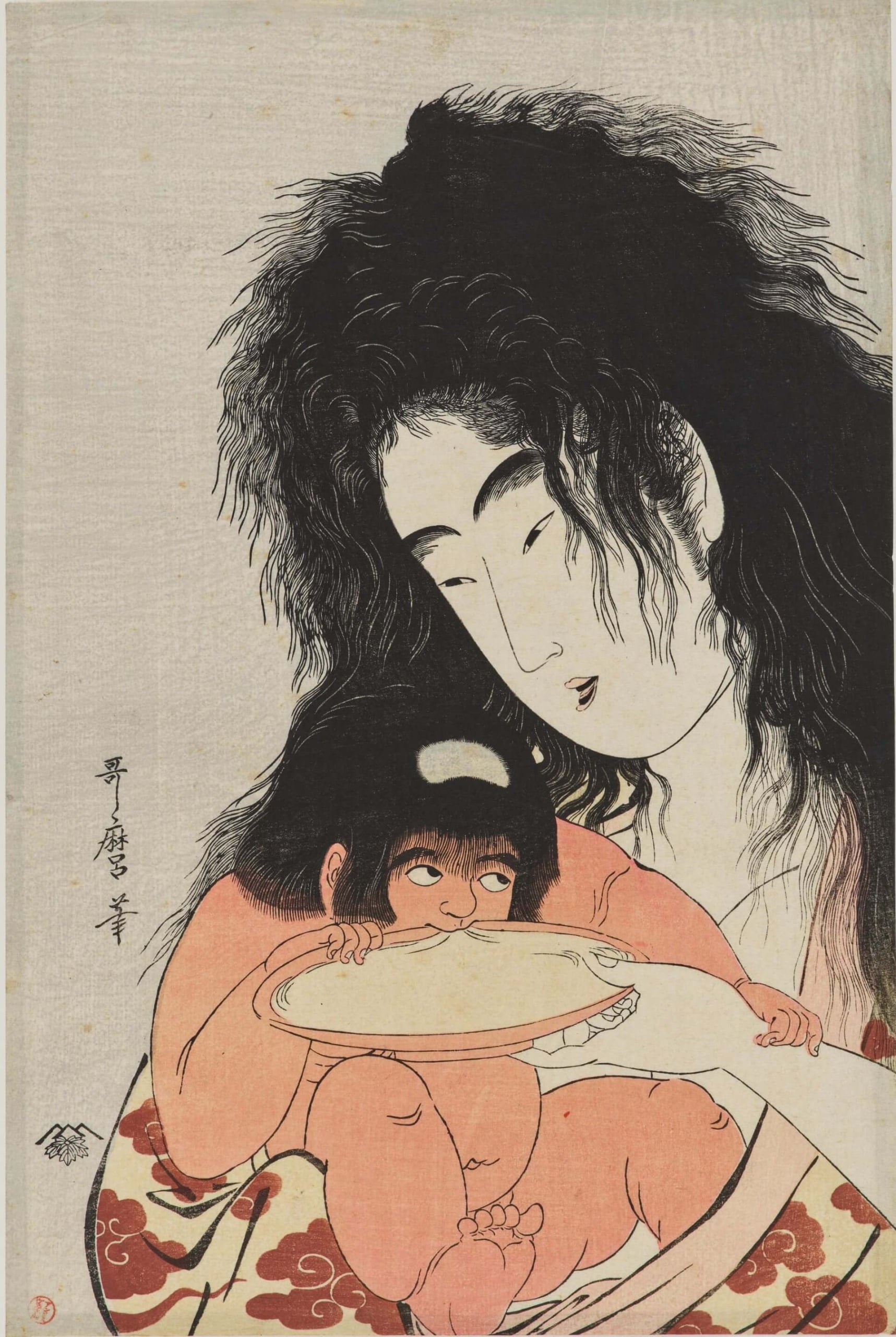 喜多川歌麿，《山姥與金太郎》，江戶時代18世紀，東京國立博物館藏。（©colbase）