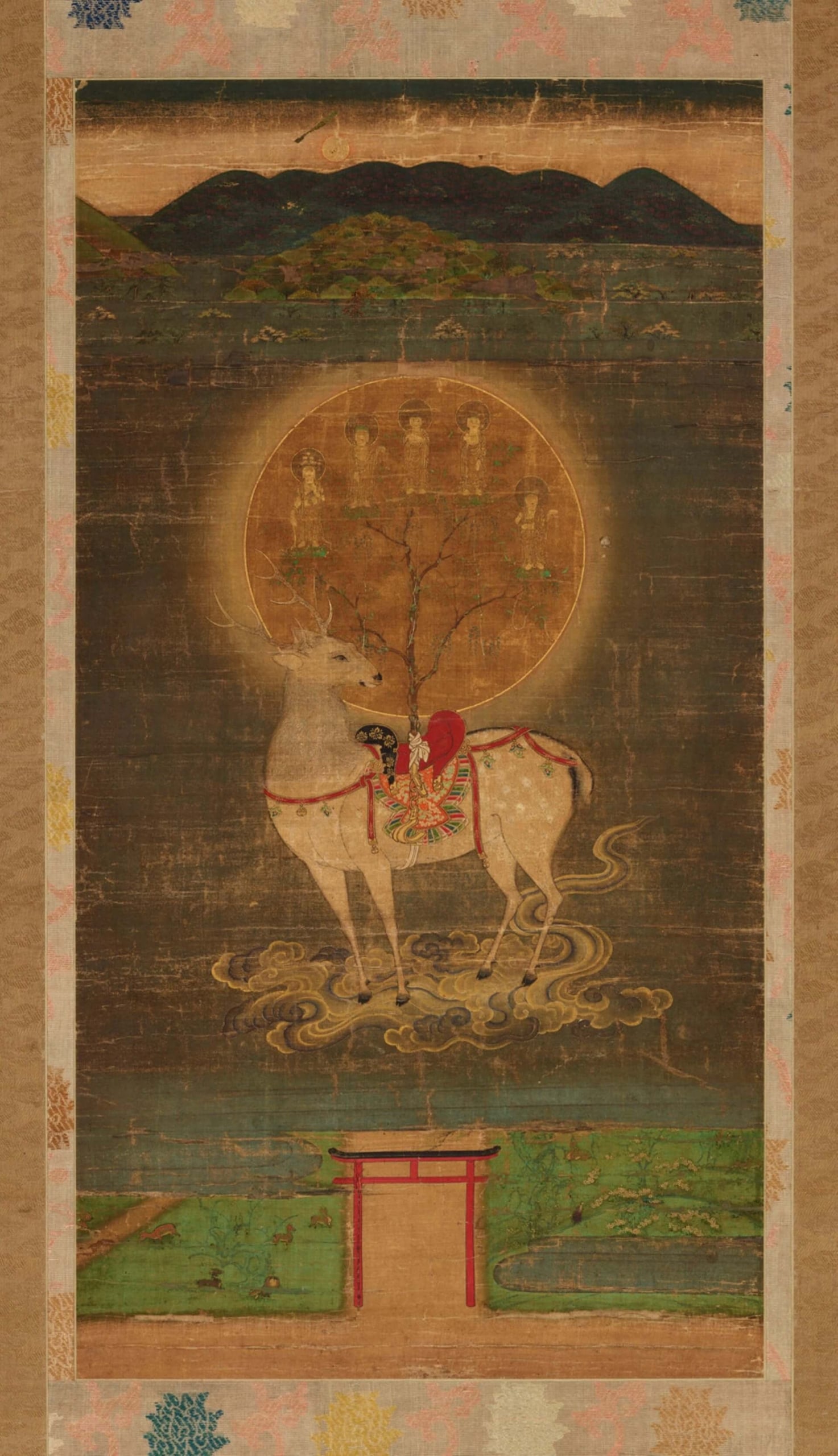 日本鐮倉時代，《春日鹿曼荼羅》，13-14世紀，絹本設色，奈良國立博物館。（e-Museum）
