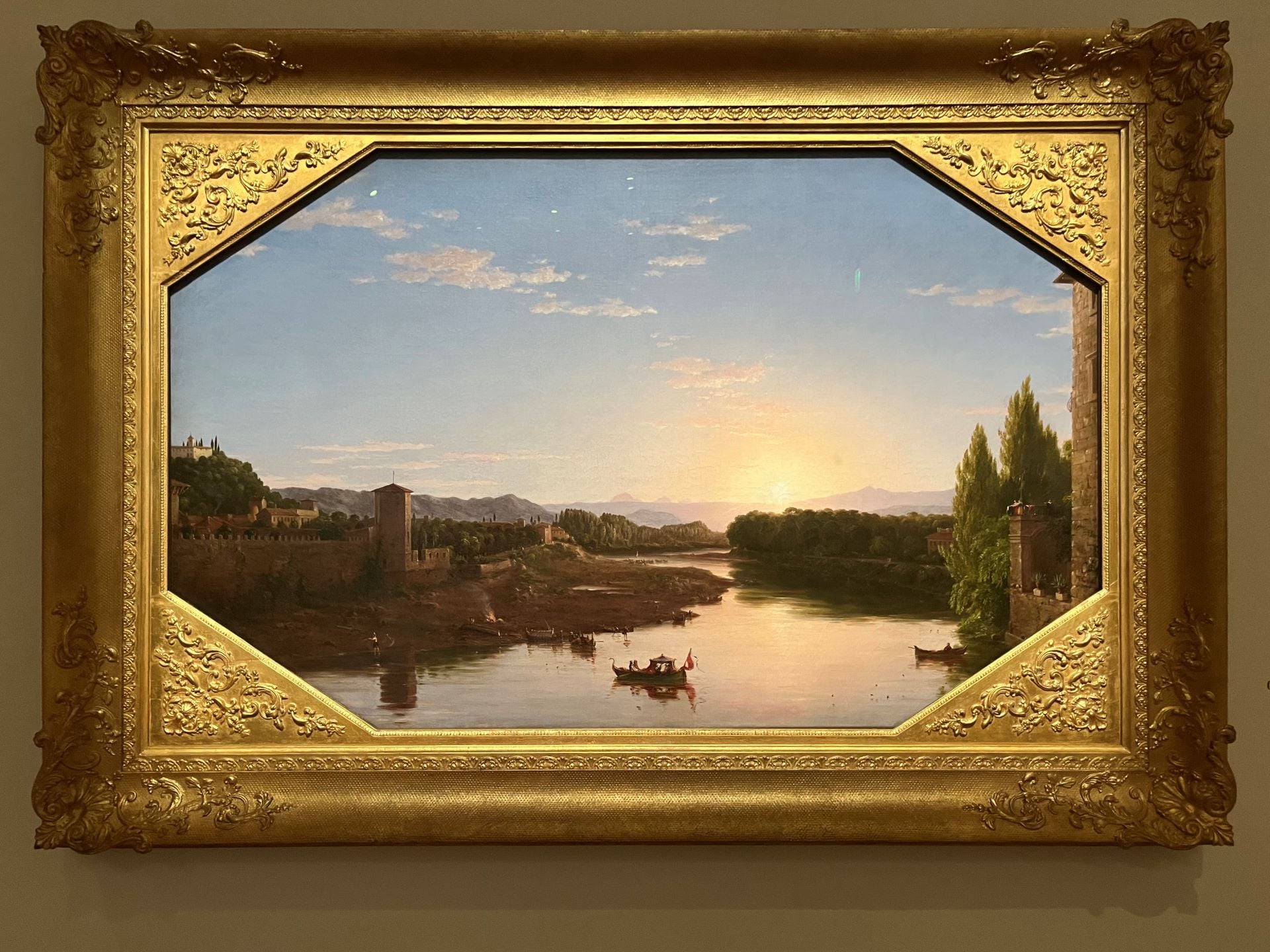 托馬斯·柯爾（Thomas Cole）｜阿諾河畔的風景，佛羅倫斯附近（View on the Arno, near Florence） 油彩／畫布 84.5 × 135.3 cm 1837年 （攝影／藍玉琦）