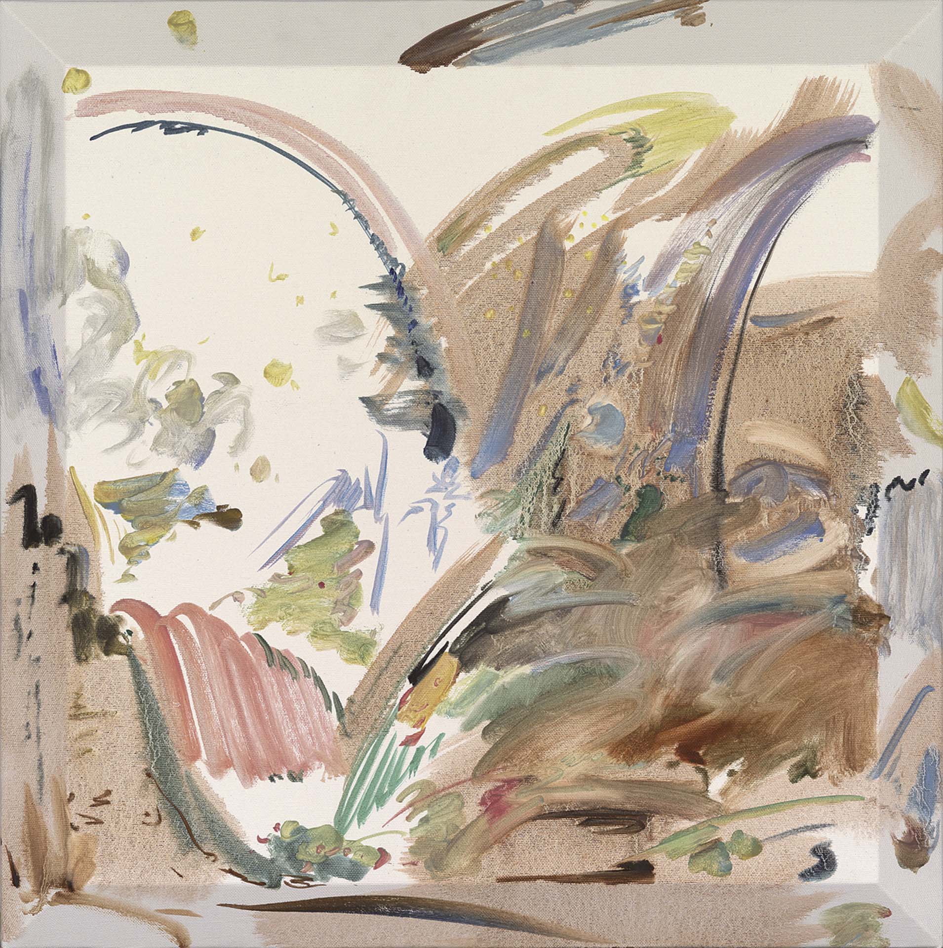 Suppoment Gallery|Ji In SEO,《A white desert-three stars with Rainbow dust》, 塵土、石墨粉筆、油彩/畫布,45.5×45.5 cm,2022。