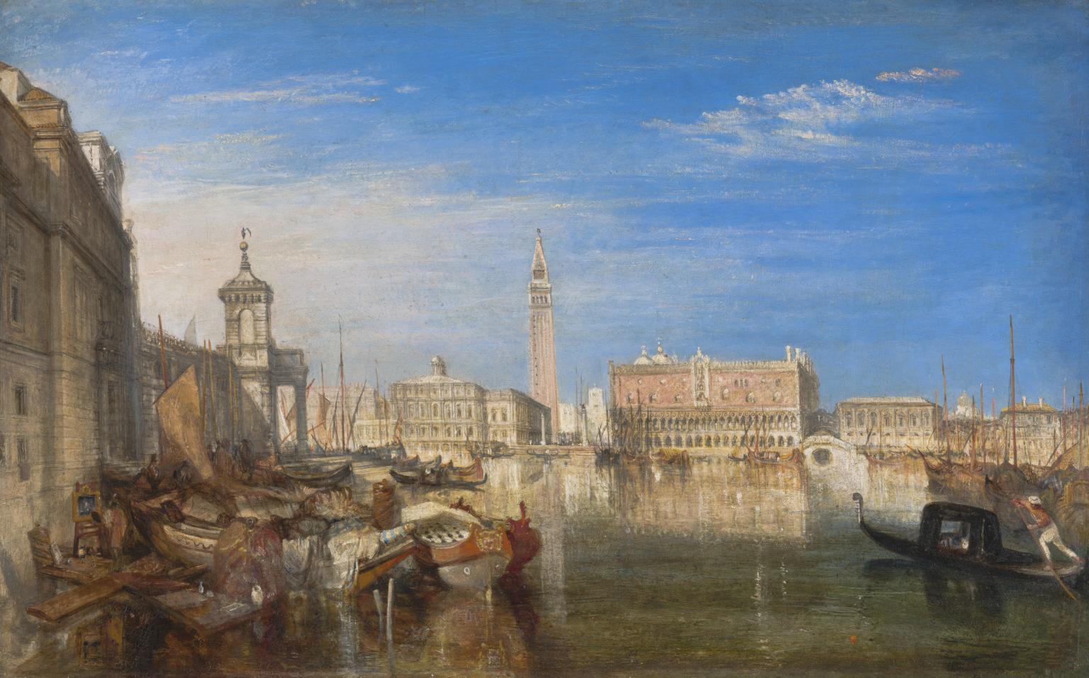 嘆息橋、總督宮和海關大樓，威尼斯：卡納萊托的繪畫（Bridge of Sighs, Ducal Palace and Custom House, Venice: Canaletti）約瑟夫．馬洛德．威廉．透納（Joseph Mallord…