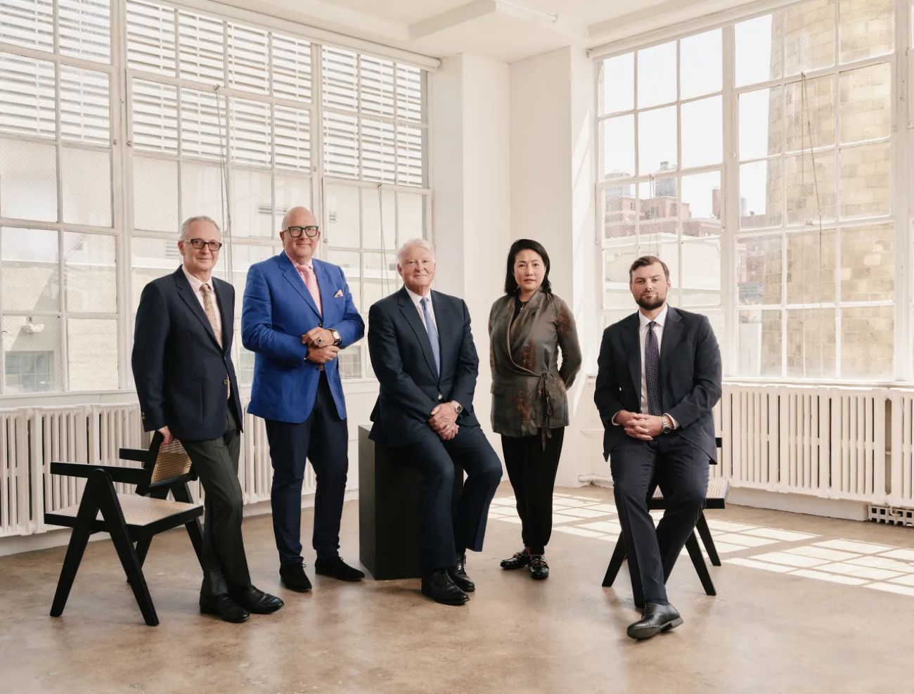 五位資深藝術市場人士，宣布共同成立藝術諮詢公司New Perspectives Art Partners（NPAP）。左起: Brett Gorvy, Philip Hoffman, Edward Dolman, Patti Wong, A…
