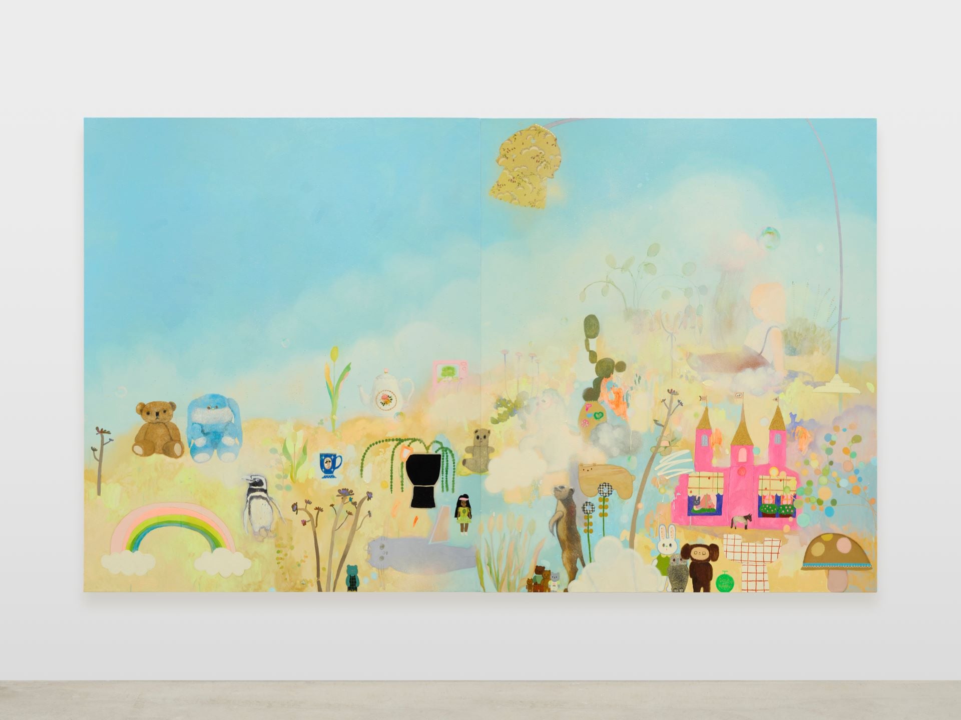 長井朋子（Tomoko Nagai），《遠くの別の星の話 》（ Story of Another Distant Planet），oil and glitter on canvas，194.3 × 324.0 cm （a set of 2…