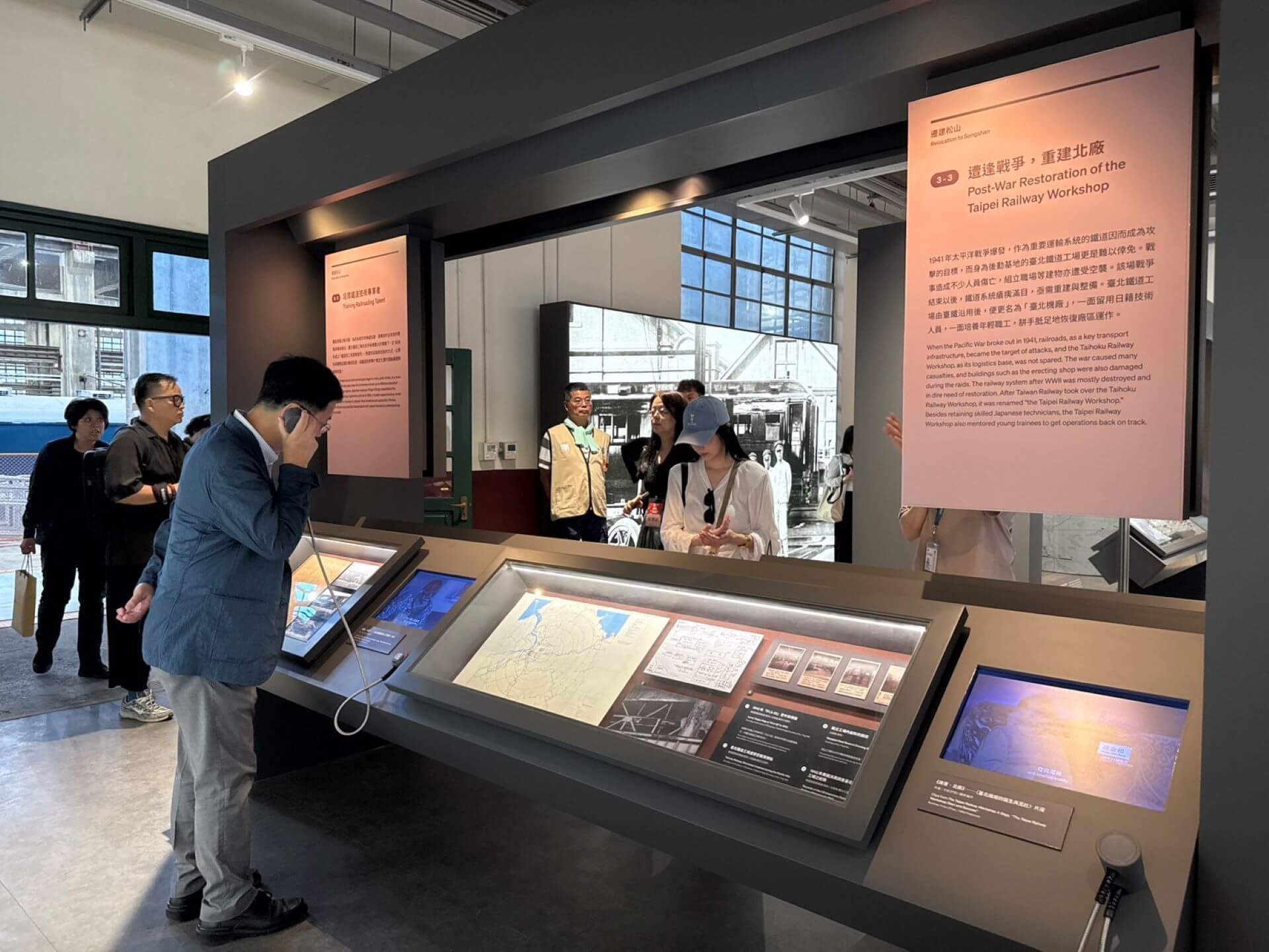 常設展〈動力．火車 ── 柴電工場常設展〉「古蹟與歷史」。（攝影／朱佑霖）