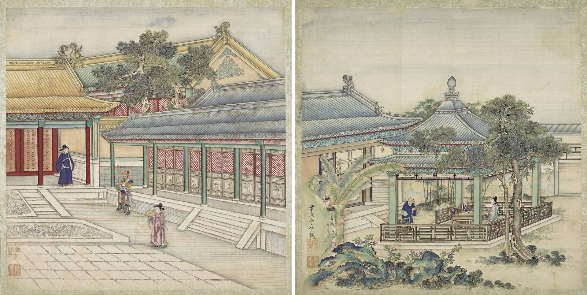 圖4 清 葉學成1834年作十二開冊，圖為其中兩開。©2025 Musée du Louvre_Audrey Viger
