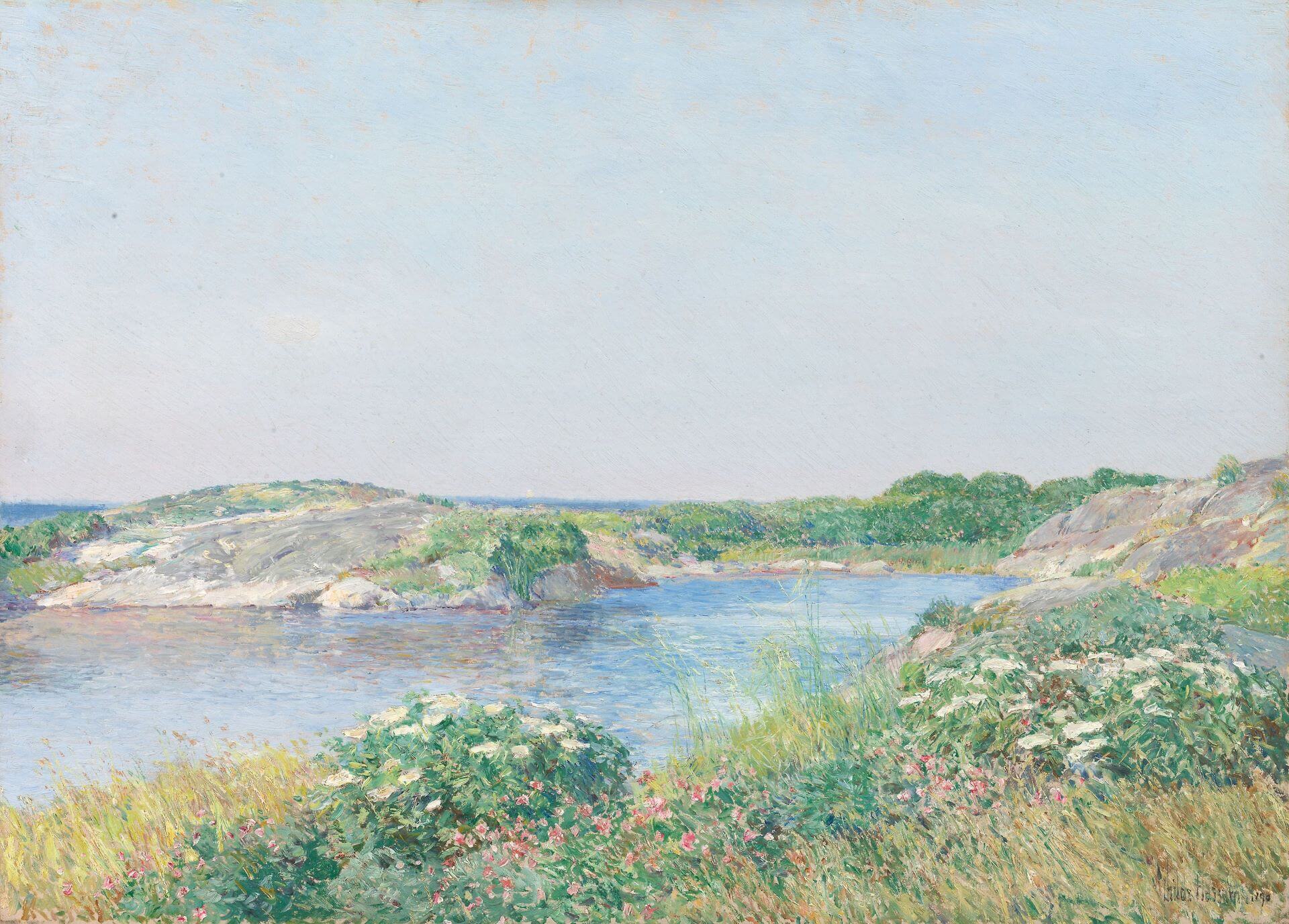圖10 哈桑（Childe Hassam），《小池塘，蘋果多爾》（The Little Pond, Appledore），1890，油彩畫布，40.6×55.8公分, 芝加哥藝術博物館（Art Institute of Chicago）藏。…