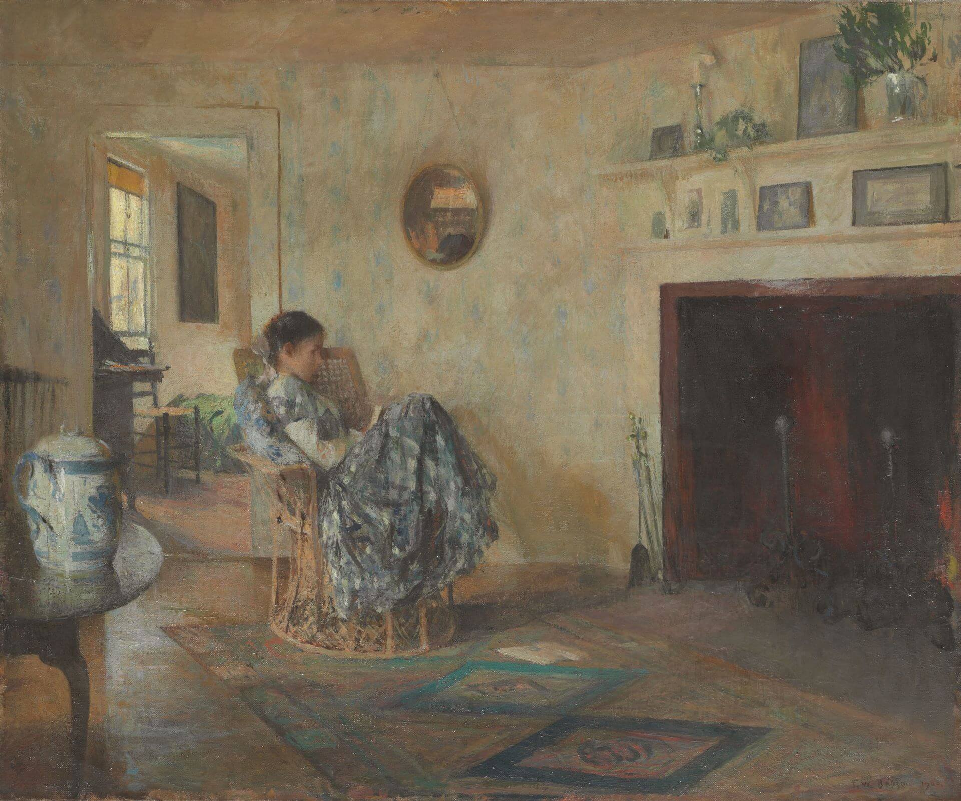 圖11 班森（Frank Benson），《雨天》（Rainy Day），1906，油彩畫布，63.5×76.2 公分，芝加哥藝術博物館（Art Institute of Chicago）藏。（維基百科）