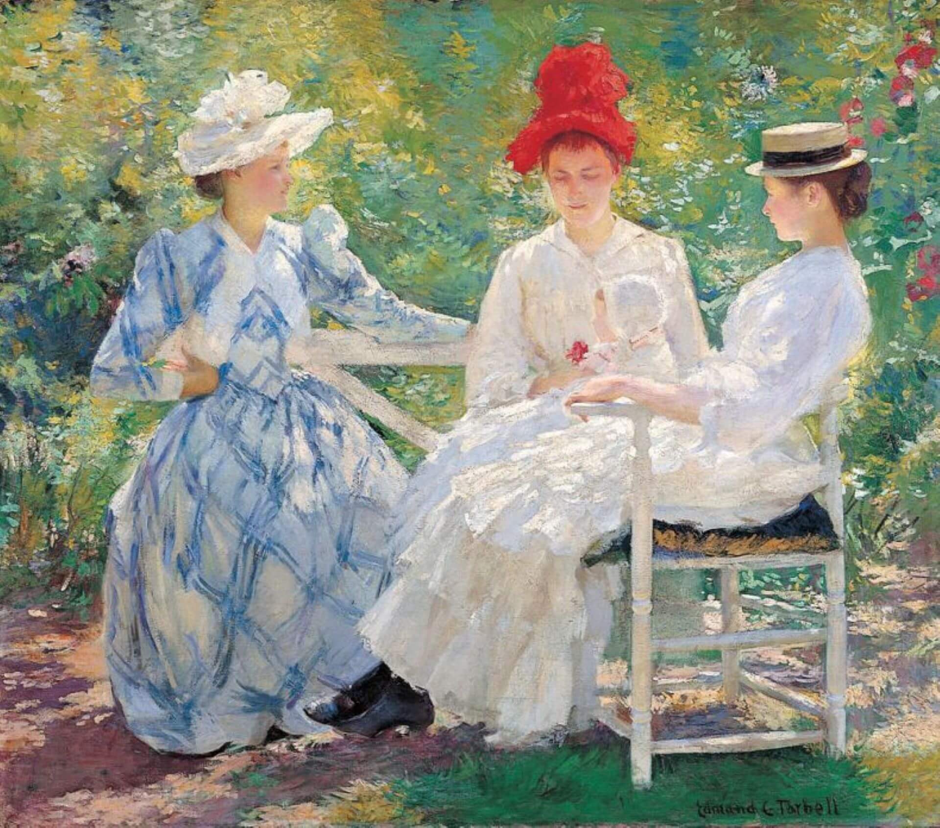 圖12 塔貝爾（Edmund Tarbell），《姊妹們》（Three Sisters – A Study in June Sunlight），1890，油彩畫布，90.2×101.9公分，密爾瓦基藝術博物館（Milwaukee…