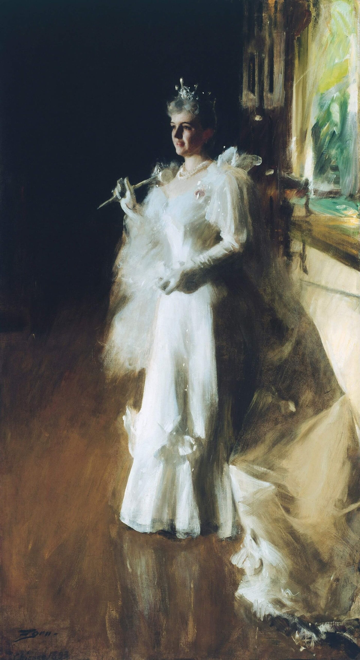 圖2 佐恩（Anders Zorn），《帕爾默夫人》（Mrs. Potter Palmer），1983，油彩畫布，258×141.2公分，芝加哥藝術博物館（Art Institute of Chicago）藏。（維基百科）