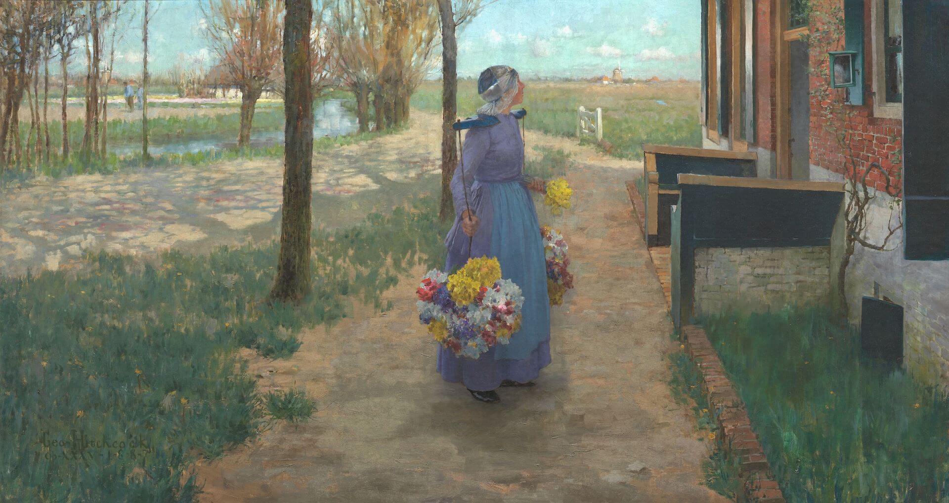 圖3 希區柯克（George Hitchcock）《賣花的荷蘭女孩》（Flower Girl in Holland），1887，油彩畫布，79.1×147.3公分，芝加哥藝術博物館（Art Institute of Chicago）藏。（維…