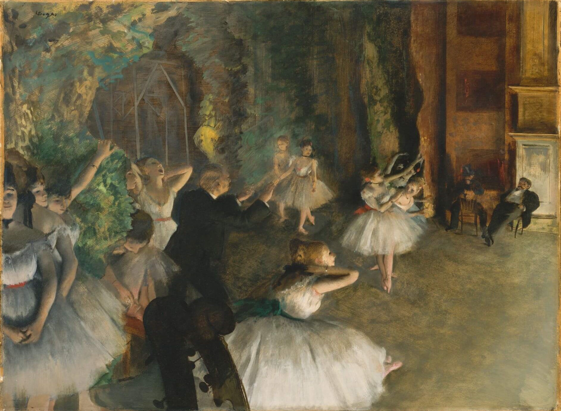 圖5 竇加（Edgar Degas），《芭蕾彩排》（Rehearsal of the Ballet），約1874，54.3×73公分，油彩畫布，大都會藝術博物館（Metropolitan Museum of Art）藏。（維基百科）