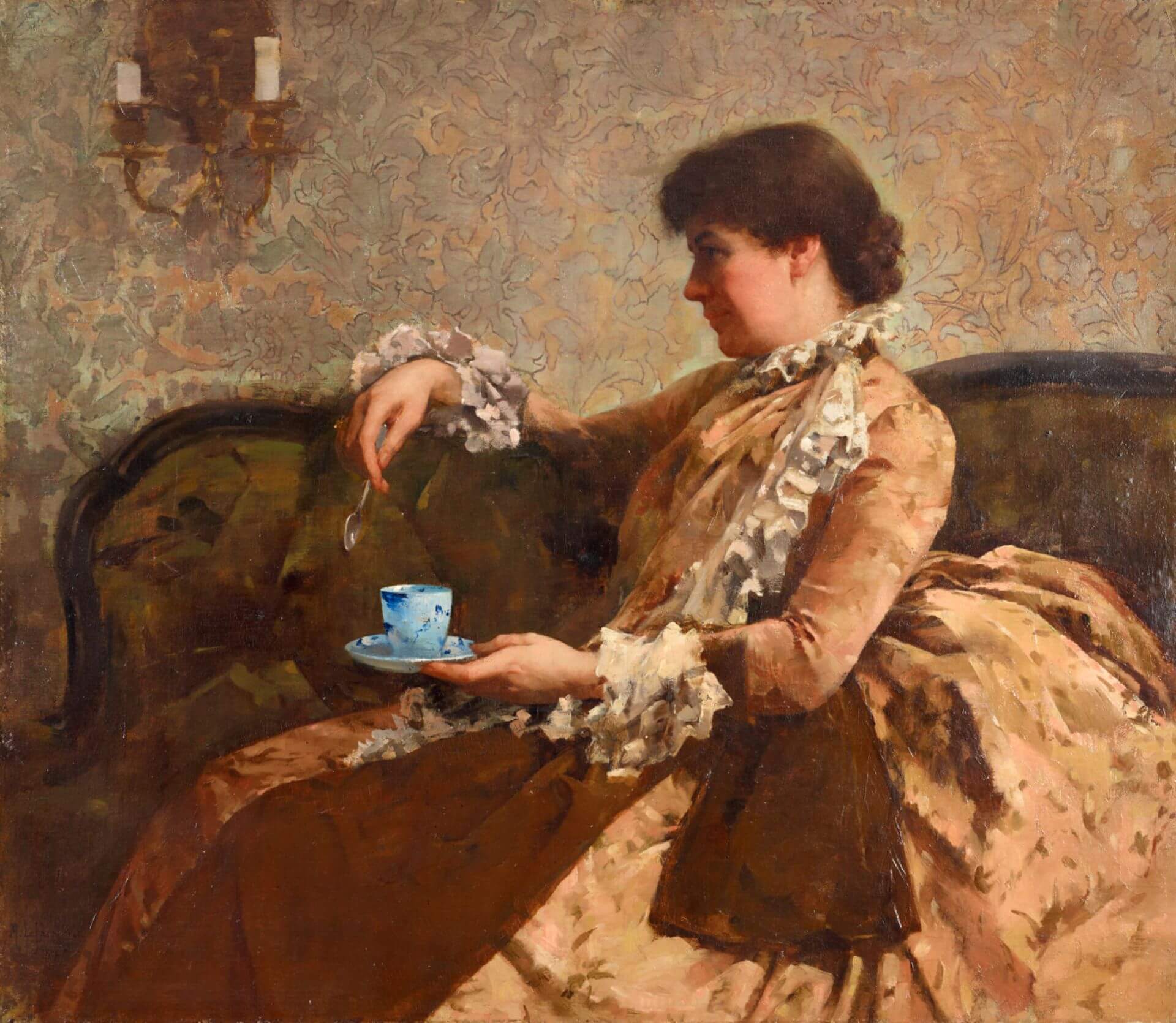 圖6 費爾柴爾德（Mary Louise Fairchild），《哈洛威爾肖像》（Portrait of Sarah Tyson Hallowell），1883，油彩畫布，97.5×112.1公分，劍橋大學（University of Ca…