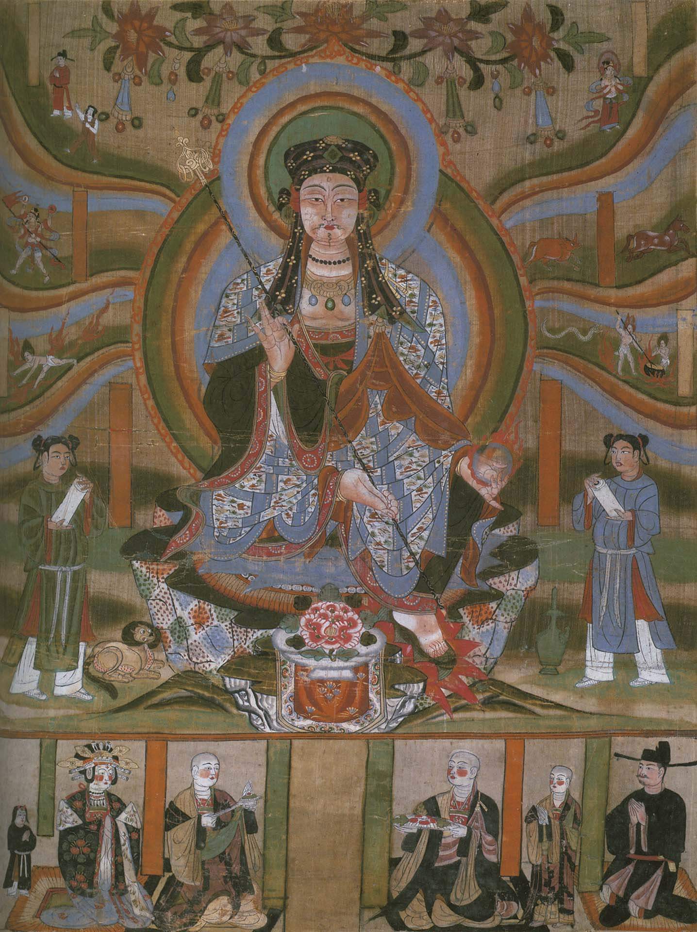 〈法藏MG.17664 披帽地藏圖〉,法國吉美亞洲藝術博物館藏。