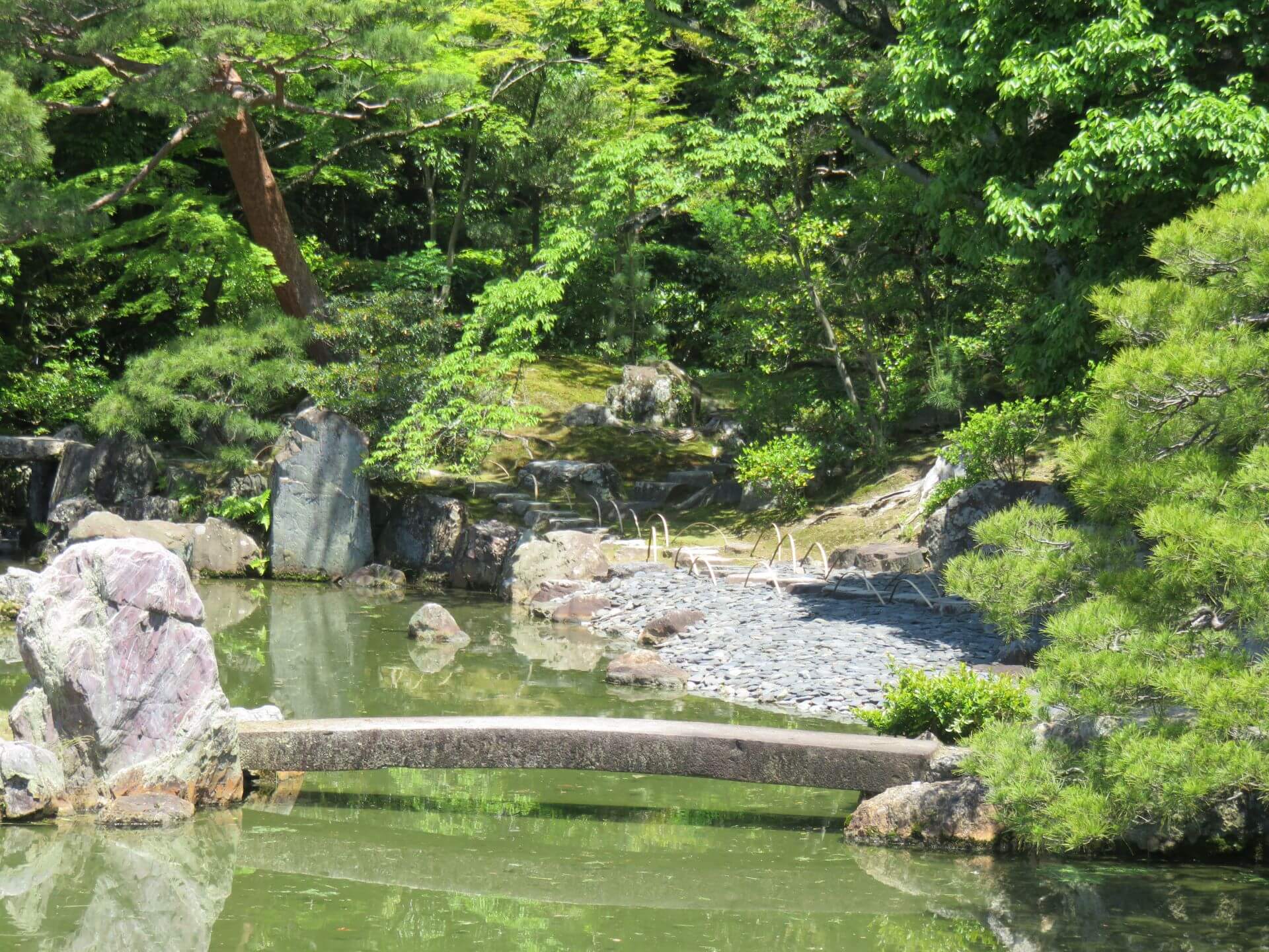 桂離宮最有特色的是「州濱」設計——岸線彎曲如自然海岸。（攝影／朱佑霖）