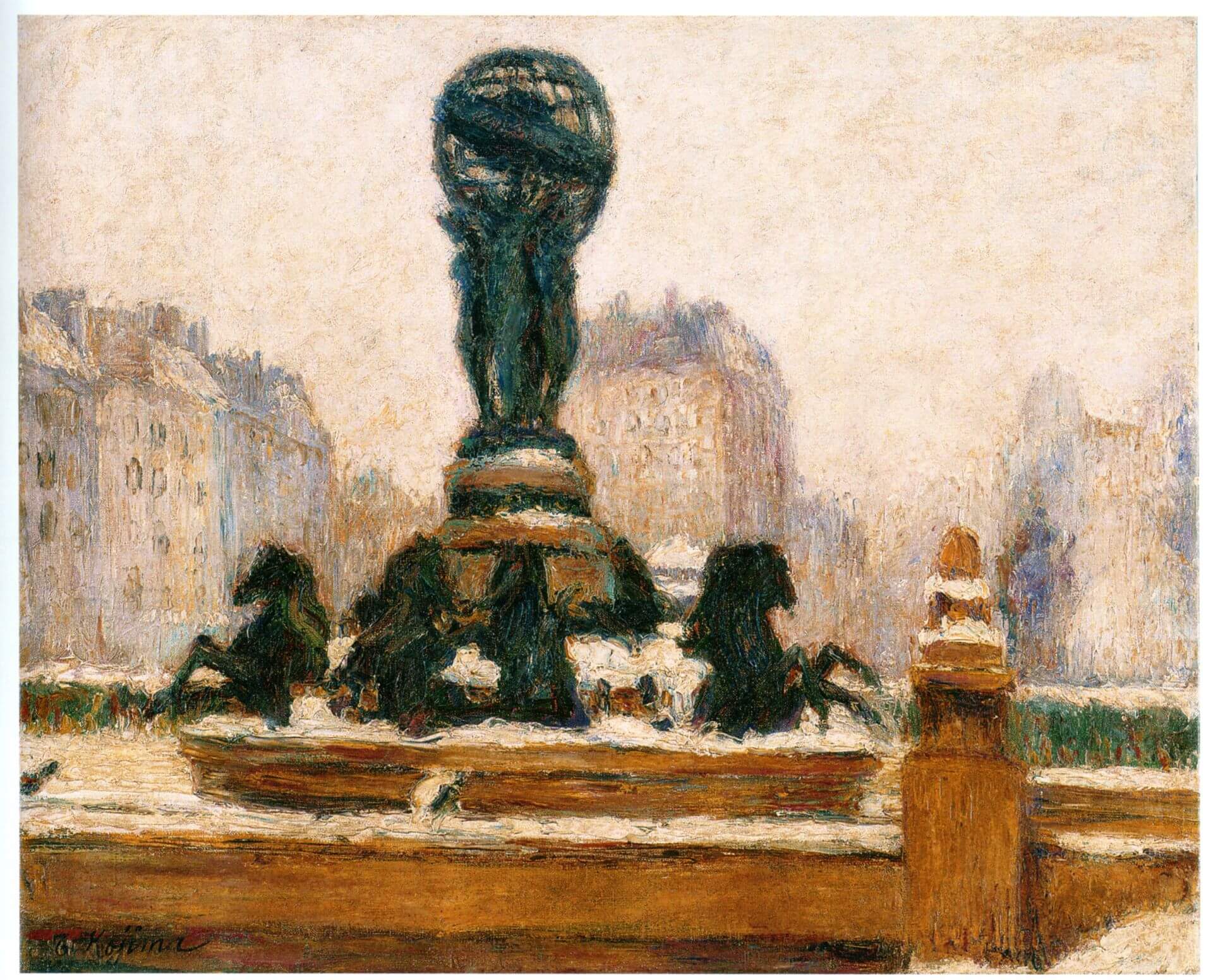 圖10 兒島虎次郎《盧森堡公園的噴水》，1919-1923，油彩畫布，51.3 × 62.8公分，府中市美術館藏。引自東京都美術館編，《Frontiers of Impressionism Paintings from Worcester…