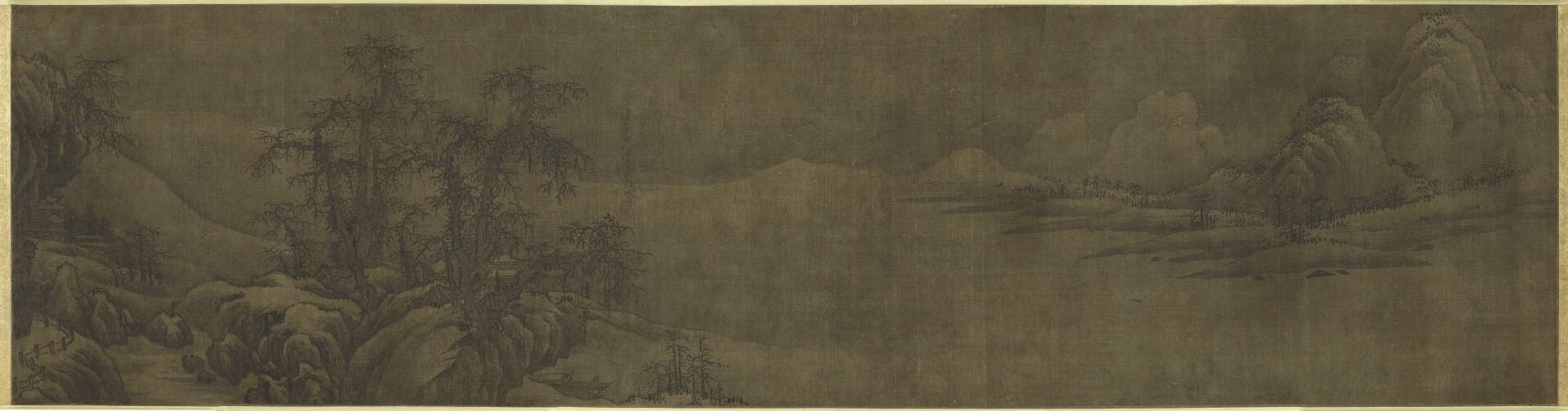 南宋 王洪，《瀟湘八景——江天暮雪》，12世紀北宋，絹本水墨淡彩，美國普林斯頓大學藝術博物館藏。（美國普林斯頓大學藝術博物館網站）
