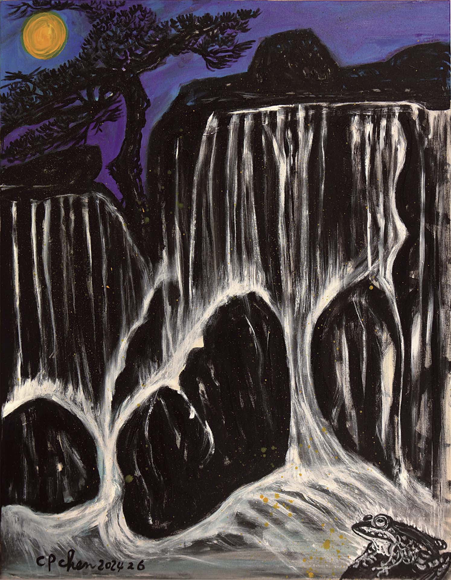 陳持平｜明月松間照，清泉石上流。（唐‧王維）（2673） 丙烯顏料、畫布 91× 72.7 cm 2024年 陳持平提供