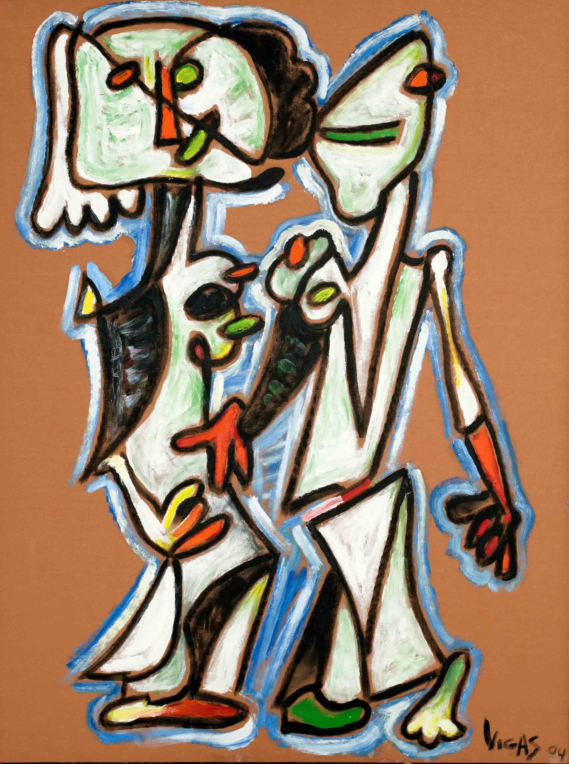 奧斯瓦爾多 · 維加斯（Oswaldo Vigas），《摯友（二）》（Pareja de Amigas II (A Pair of Friends II），2004，油彩布本，120 x 90cm。季豐軒提供
