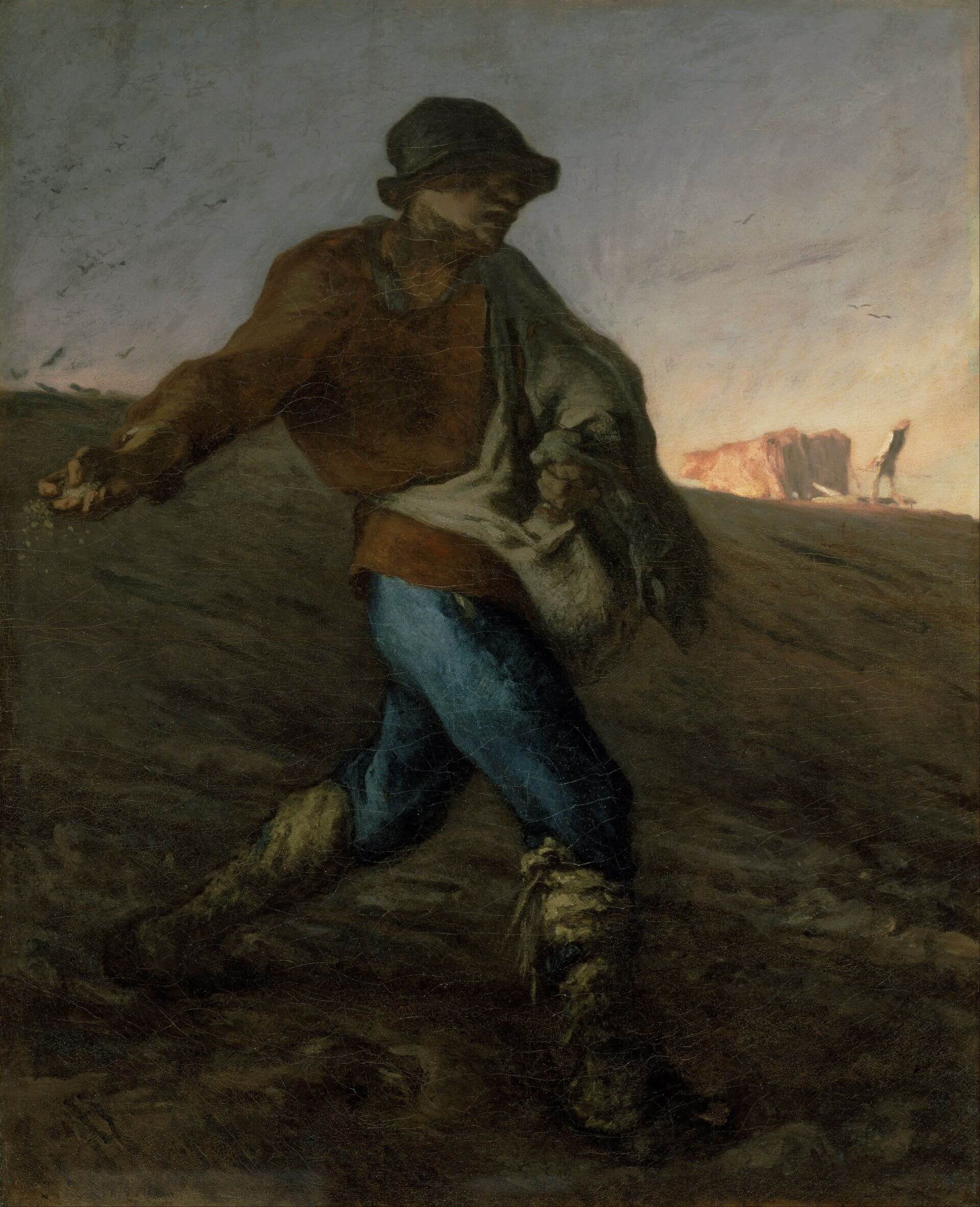 米勒（Jean-François Millet）《播種者》（The Sower），1850，油彩畫布，101.6×82.6公分，波士頓美術館藏。（Wikimedia Commons）
