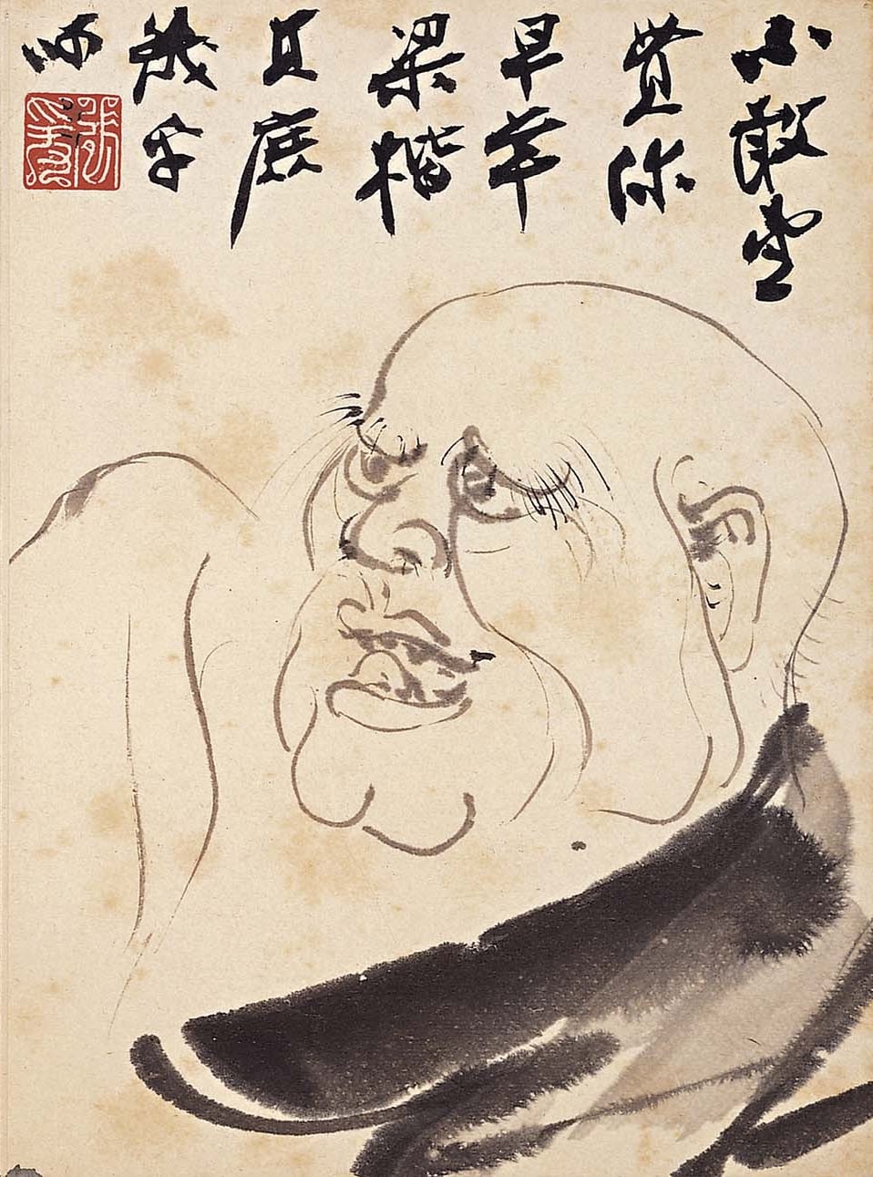 圖3 張大千《大千狂塗》（一）第十開〈羅漢〉，紙本水墨，24×35.7公分，國立歷史博物館藏。