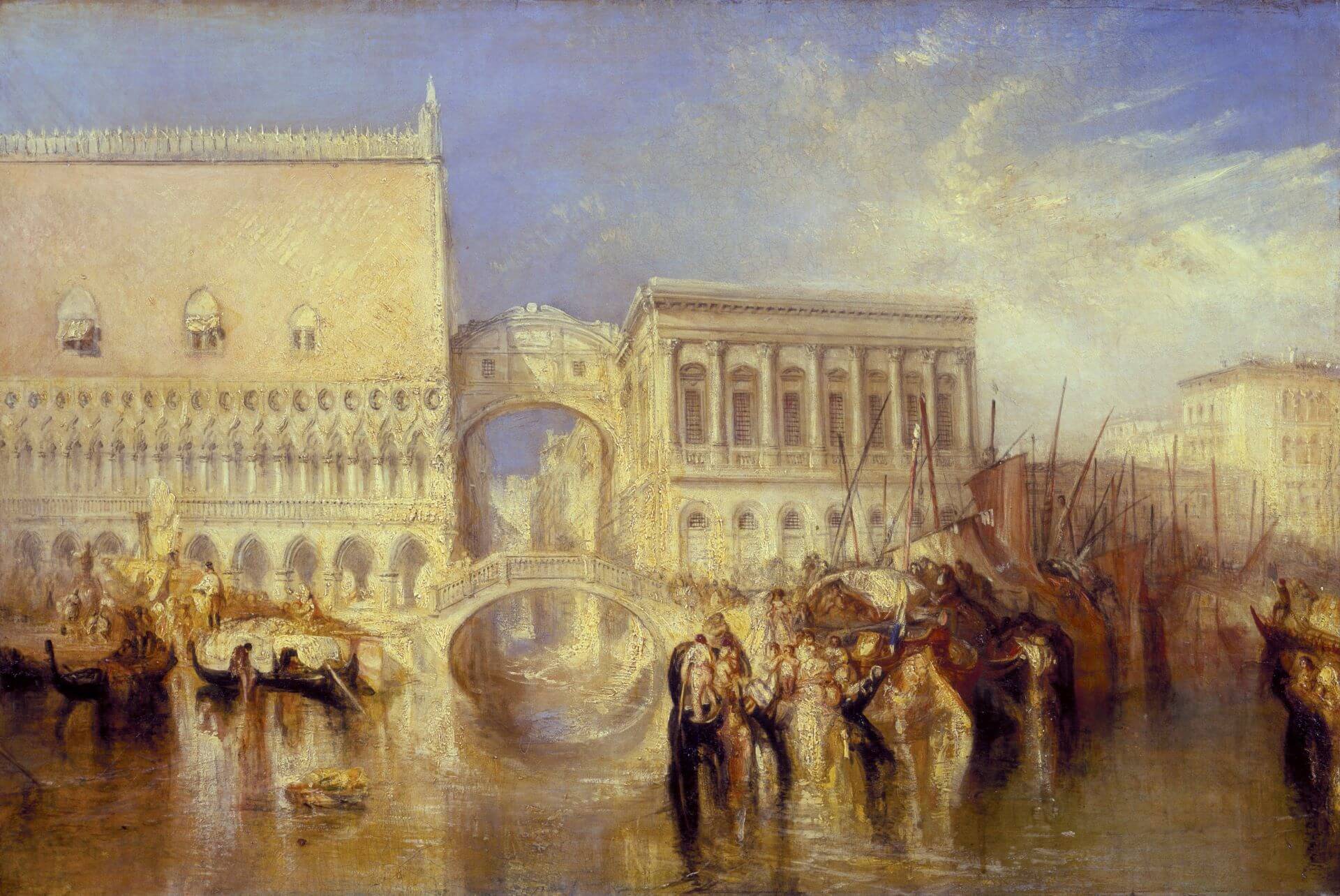 約瑟夫．馬洛德．威廉．透納（Joseph Mallord William Turner），《威尼斯：嘆息橋》（Venice, the Bridge of Sighs）， 1840年，油彩畫布，68.6 × 91.4公分， 泰德美術館藏。（維…