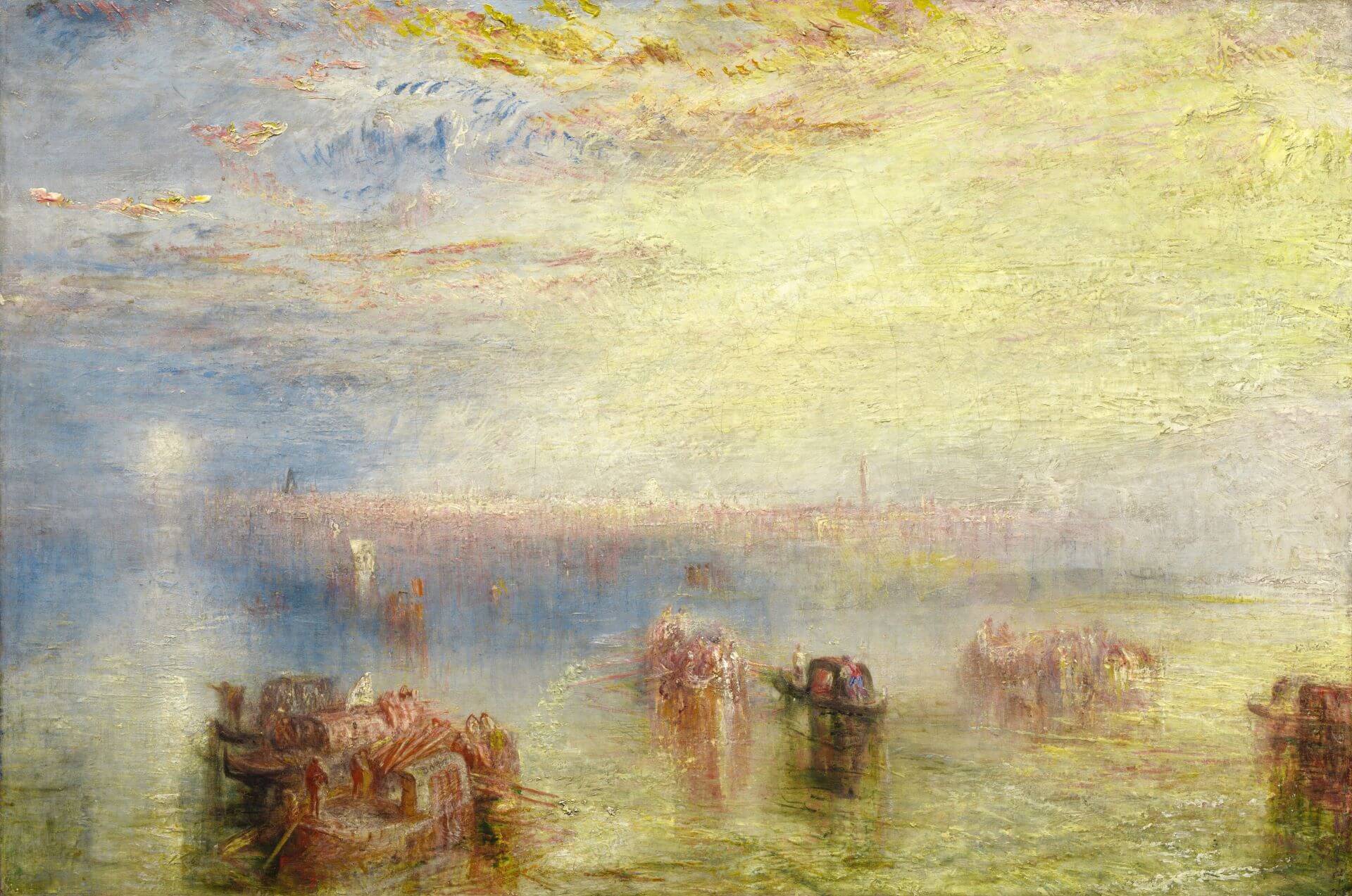 約瑟夫．馬洛德．威廉．透納（Joseph Mallord William Turner），《走近威尼斯》（Approach to Venice），1844年，油彩畫布，62 × 94公分，美國國家美術館藏。（©美國國家美術館）