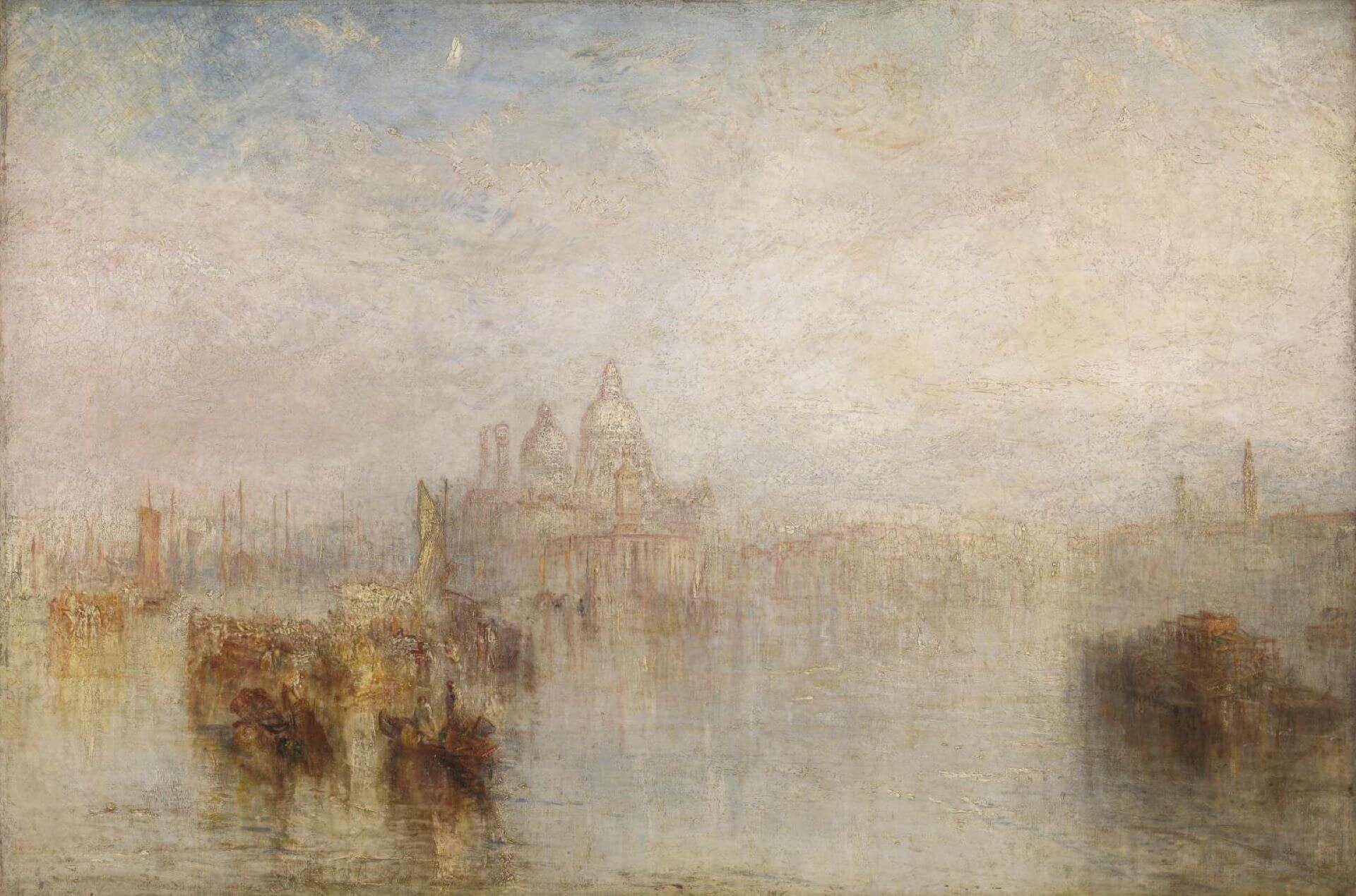 約瑟夫．馬洛德．威廉．透納（Joseph Mallord William Turner），《威尼斯：聖母安康聖殿》（Venice – Maria della Salute），1844年，油彩畫布，61.3 × 92.1公分，泰德…