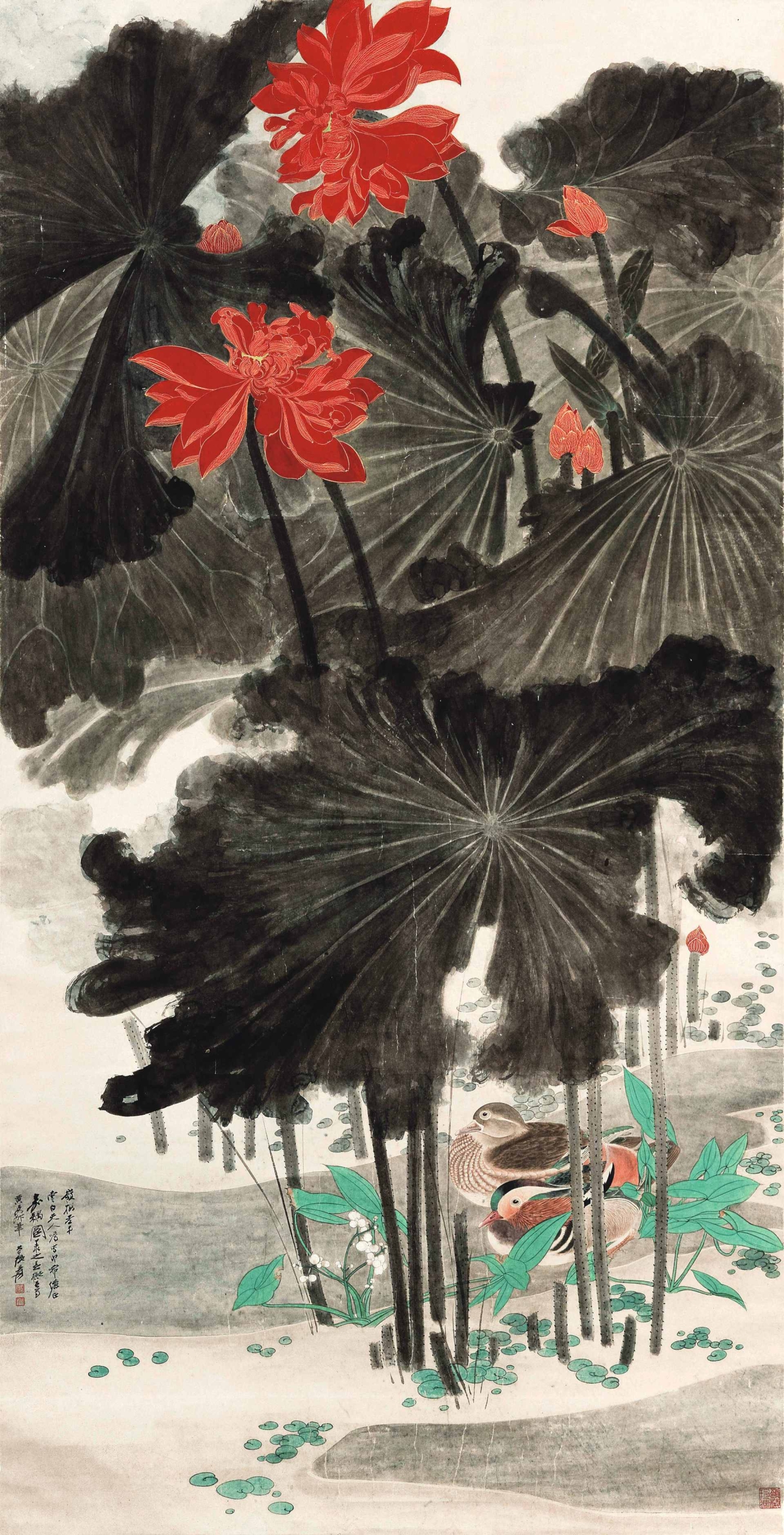 去年加入林百里收藏室的張大千精品《嘉藕圖》。
