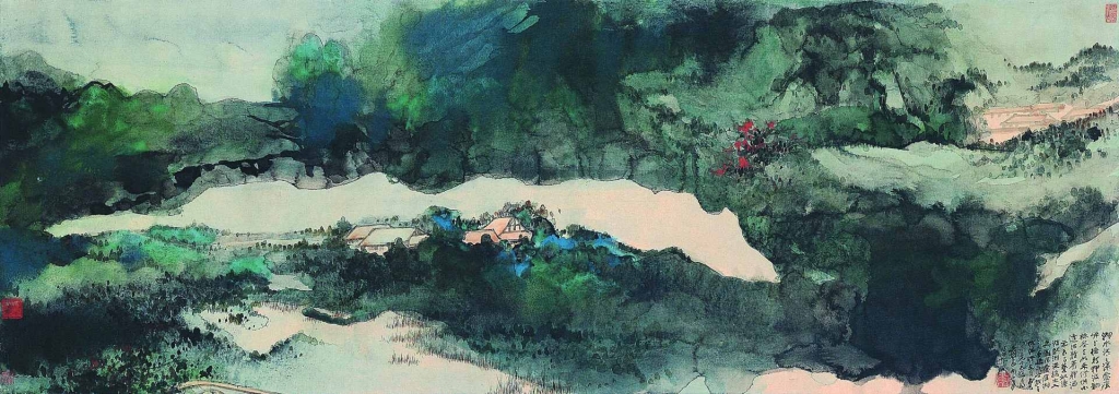 林百里收藏，張大千作於1966年的《愛痕湖》。