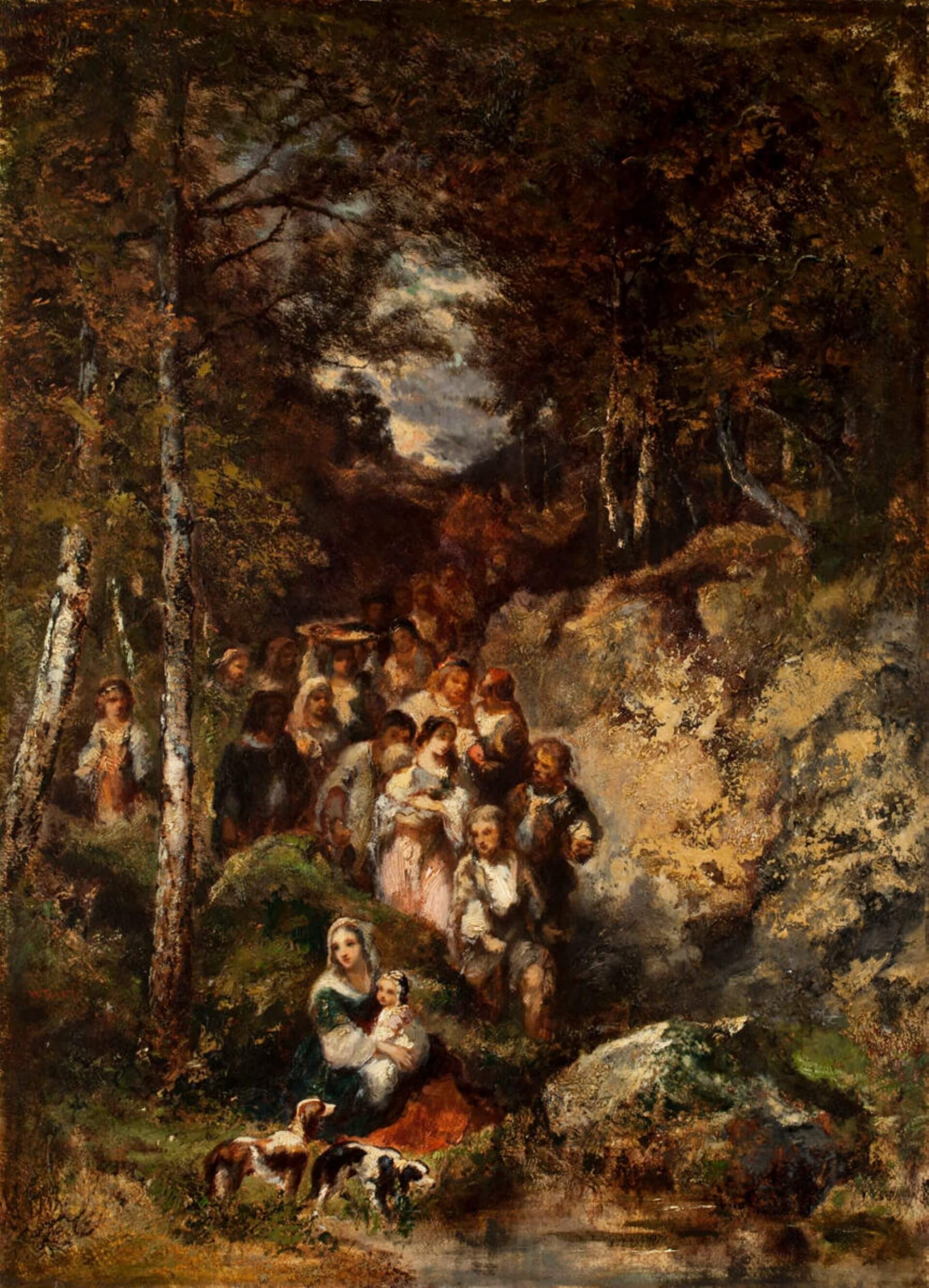 迪亞茲（Narcisse Virgile Diaz de la Peña），《波西米亞人的後裔》（The Descent of the Bohemians），1844，油彩畫布，61×44.8公分，伍斯特美術館（Worcester Art…