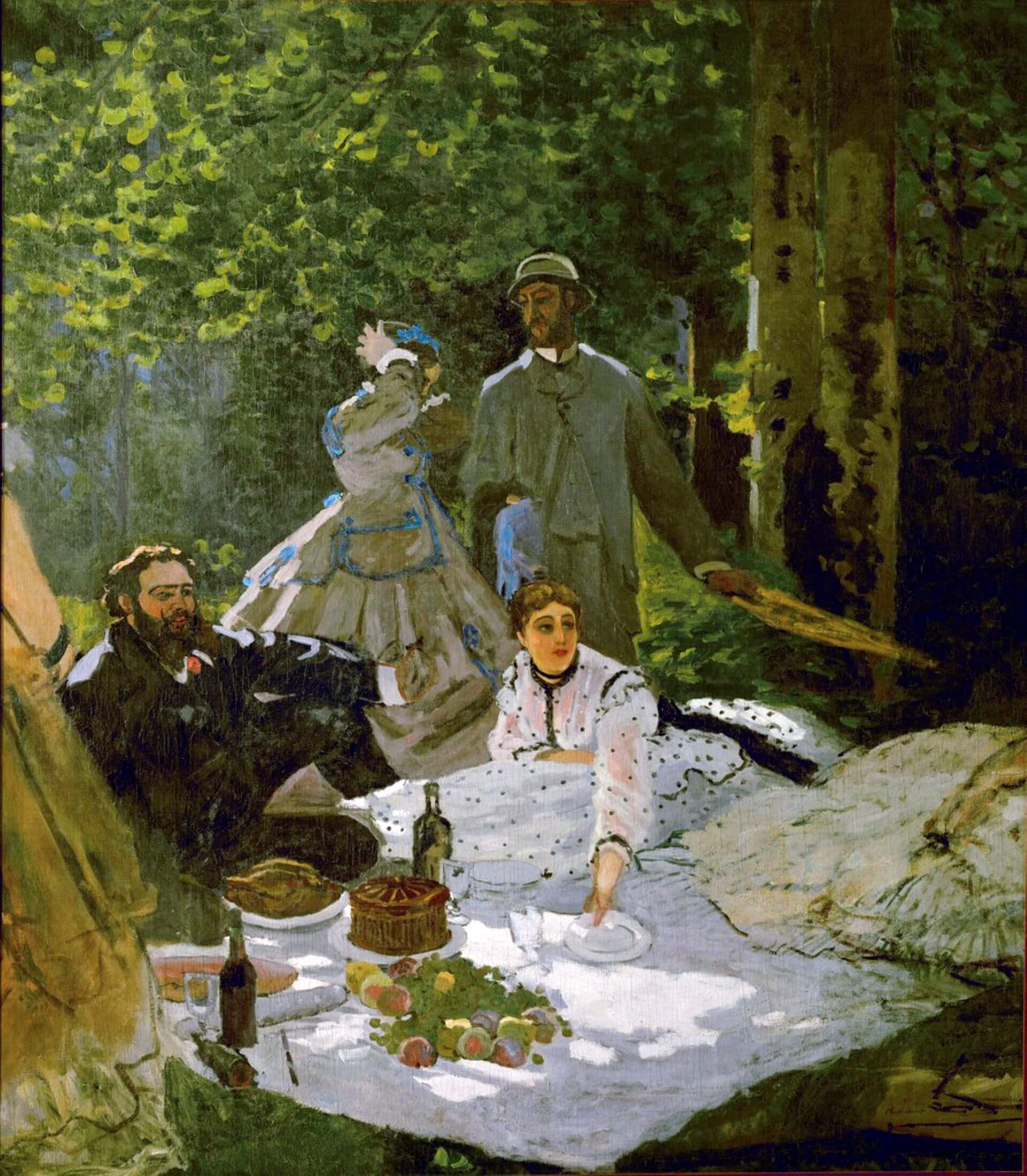 莫內（Claude Monet）《草地上的午餐》（Luncheon on the Grass），1865-1866，油彩畫布，248.7×218公分，奧賽美術館（Musée d’Orsay, Paris）藏。（Wikipedia…