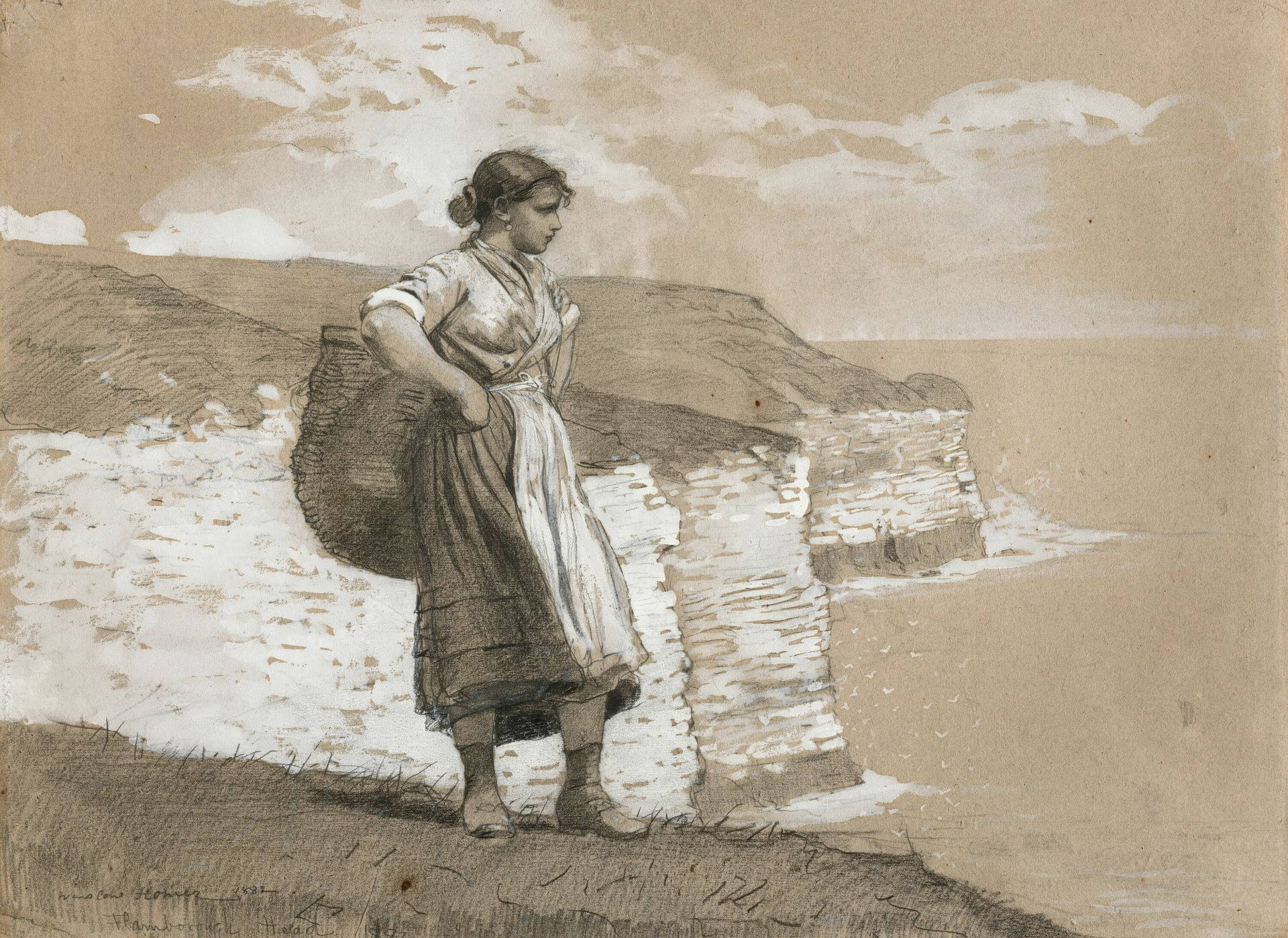 圖7 溫斯洛．荷馬《弗蘭波羅，英格蘭》（Flamborough Head, England），1882，石墨水彩棕褐色紙，45.2×60.9公分，芝加哥藝術博物館（Art Institute of Chicago）藏。（圖片源自：芝加哥藝術…