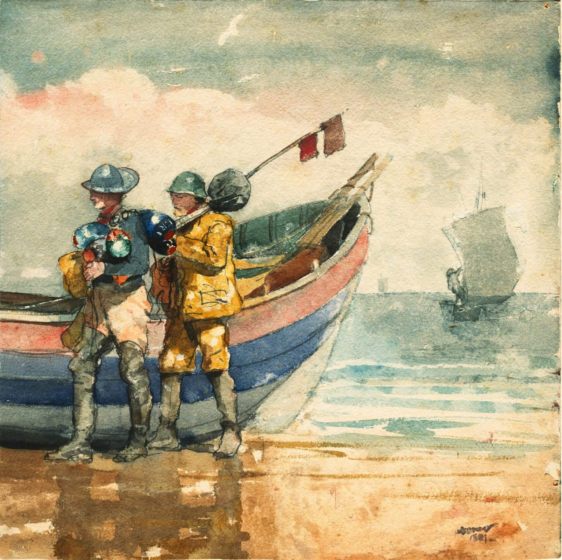 圖9 溫斯洛．荷馬《回歸，泰恩茅斯》（The Return, Tynemouth），1881，水彩象牙色紙，34.2×34.3公分，芝加哥藝術博物館（Art Institute of Chicago）藏。（圖片源自：Wikimedia Co…