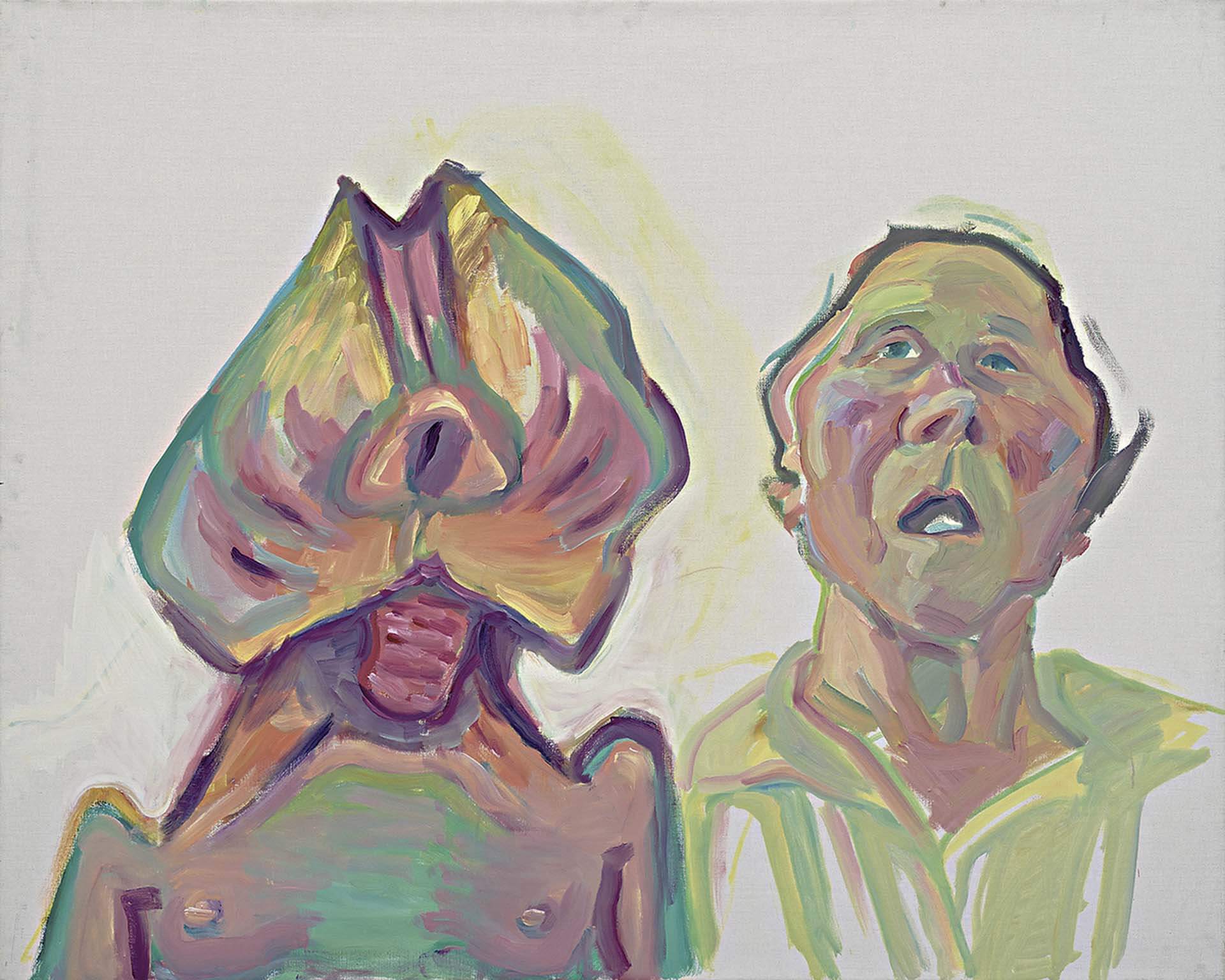 瑪麗亞．拉斯尼格，《兩種存在的方式》（雙重自畫像） （Two Ways of Being［Double Self-Portrait］），油彩、畫布，100.3×124.7cm，2000。（ ©瑪麗亞．拉斯尼格基金會）