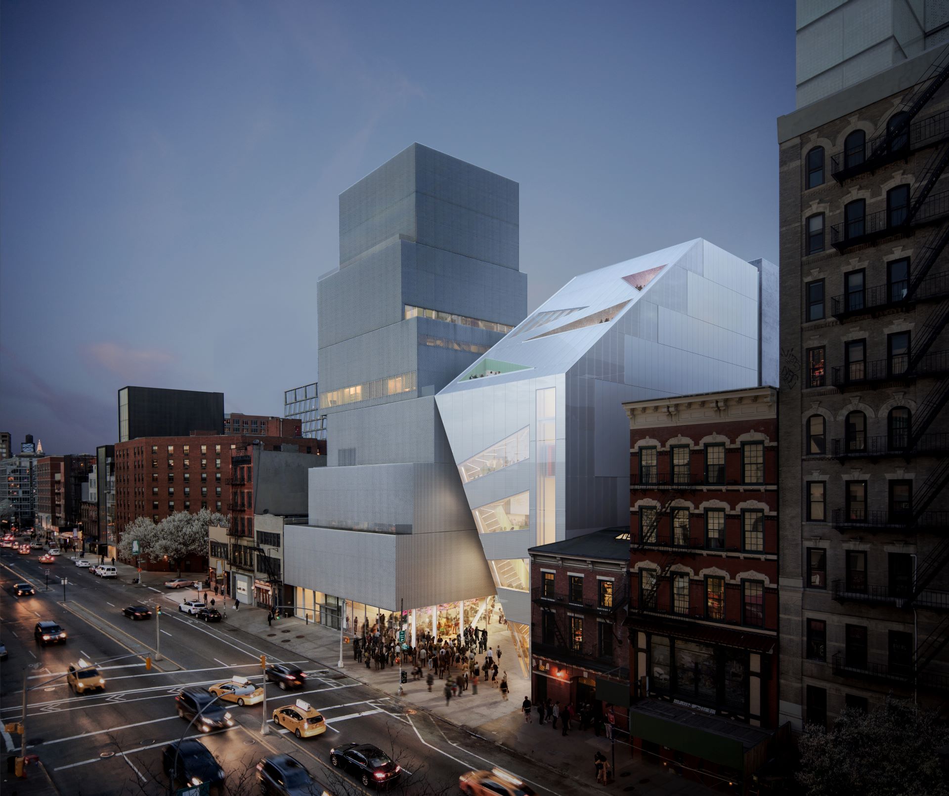 新當代藝術博物館刻正進行擴建工程，預計於2025年秋季重新開館。圖為夜間視覺模擬，Courtesy OMA/bloomimages.de