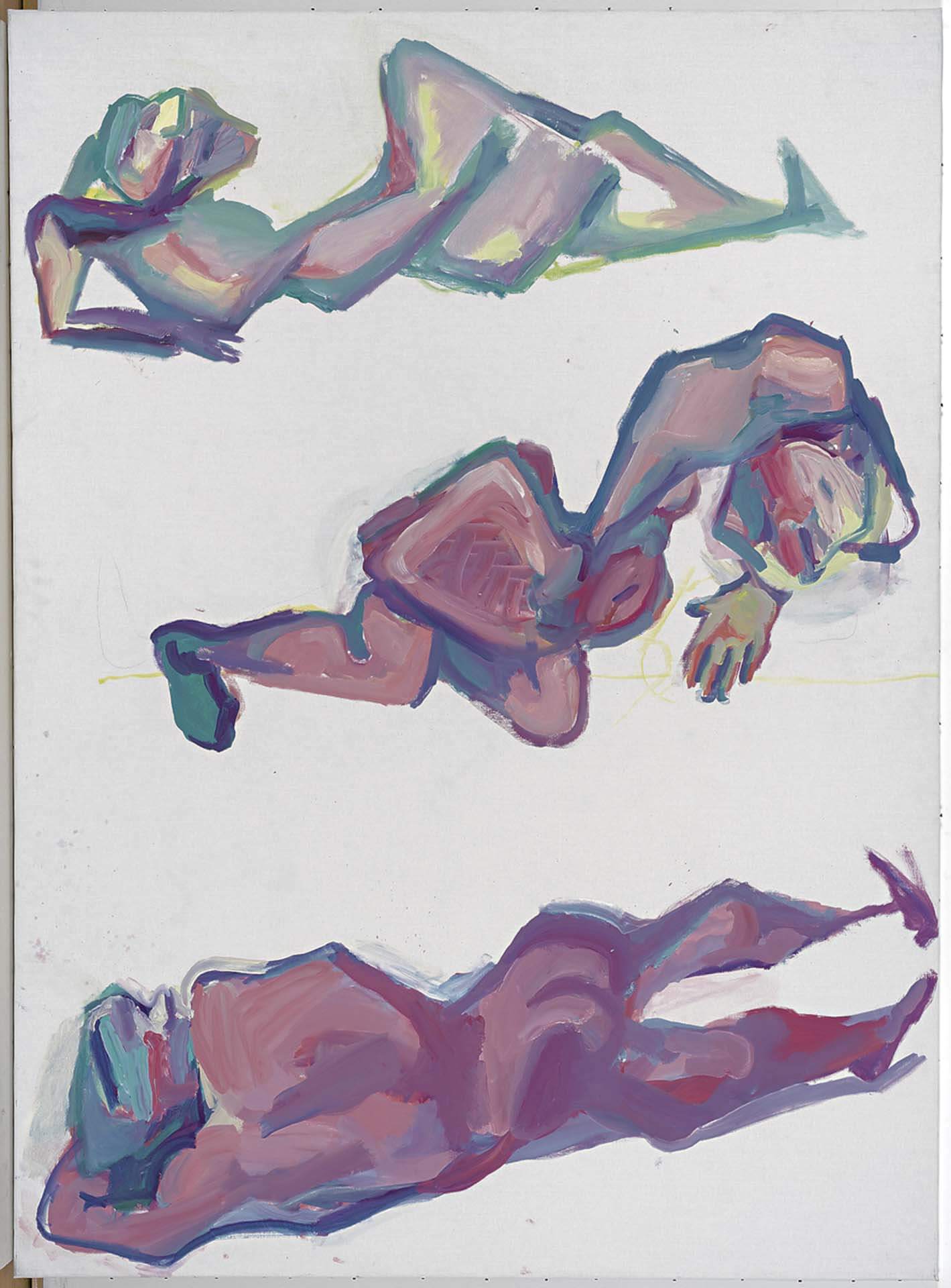 瑪麗亞．拉斯尼格，《紫色躺姿》（Violette Liegende），油彩、畫布，205×150cm，約2000年。（©瑪麗亞．拉斯尼格基金會）