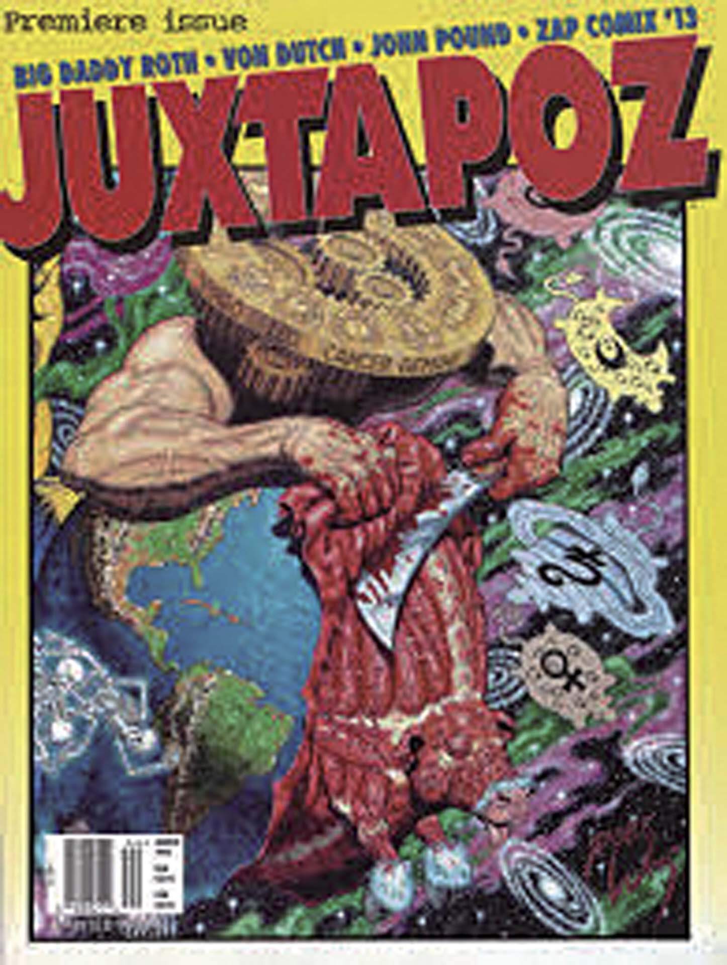 1994年，由羅伯特．威廉斯創立《Juxtapoz藝術與文化雜誌》（Juxtapoz Art & Culture Magazine），試圖將塗鴉、迷幻等街頭藝術與藝術史連結。圖為1994年創刊號封面。（©Juxtapoz）