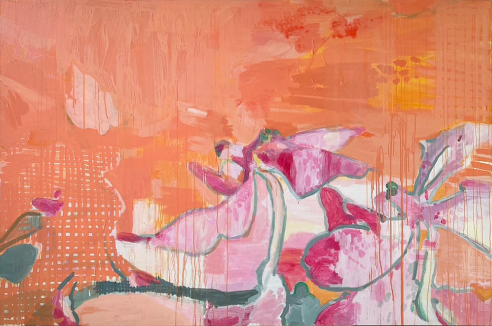 鄭君殿，千代060525，2025，壓克力顏料、畫布，142×214 cm。（赤粒藝術提供）