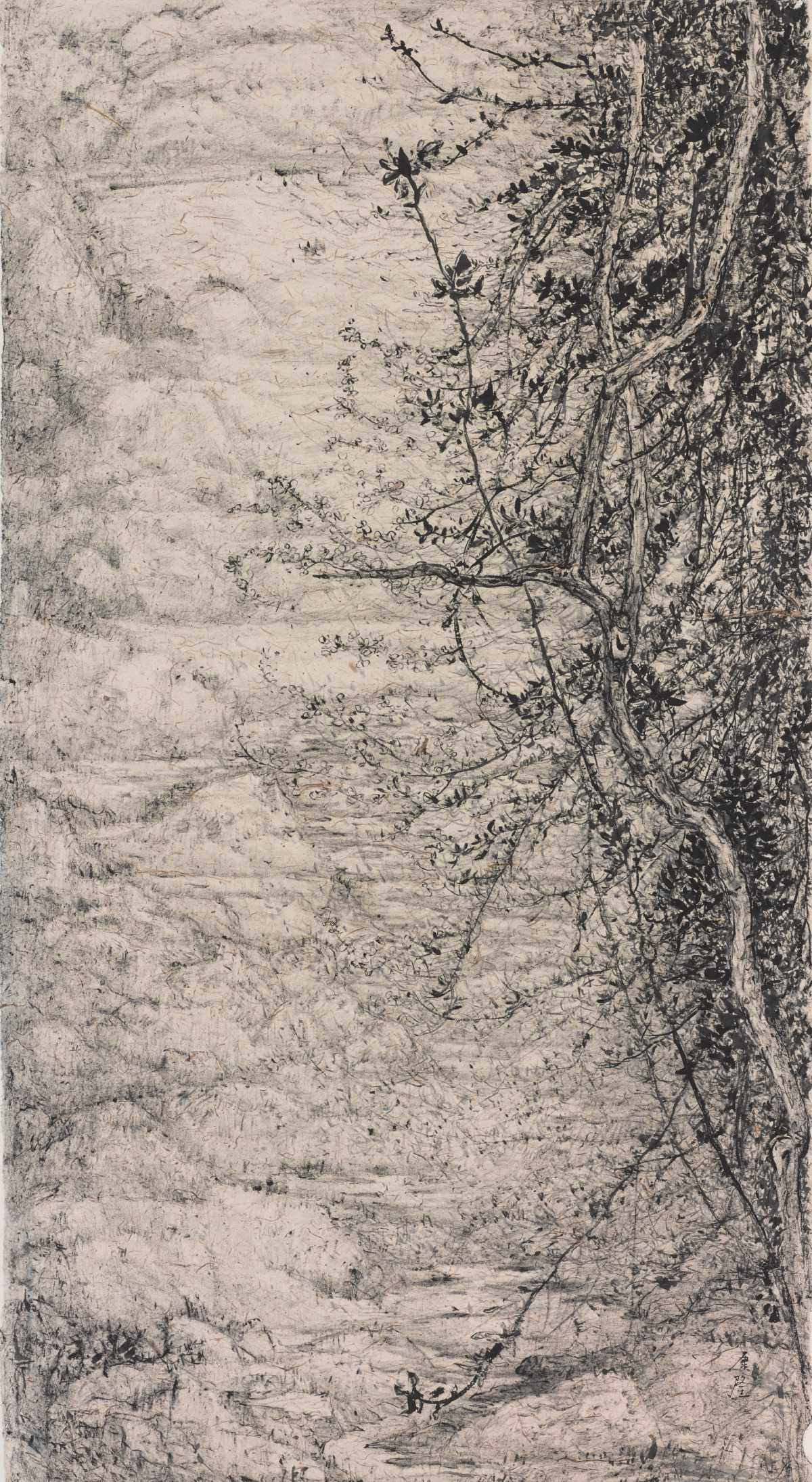 彭康隆，《無塵》，紙本水墨，145 x 75 cm，2024。（墨齋提供）
