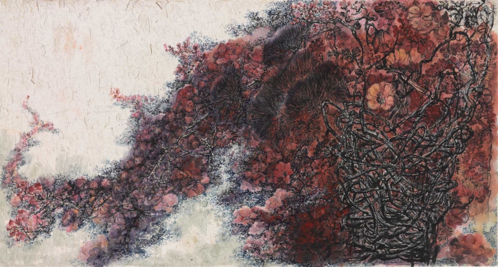 彭康隆，《花獸》，紙本水墨，78 x 144 cm，2024。（墨齋提供）