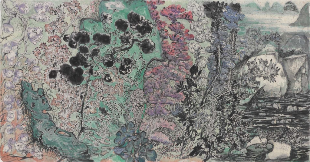 彭康隆，《雨餘荑萼新》，紙本水墨，76 x 144 cm，2024。（墨齋提供）