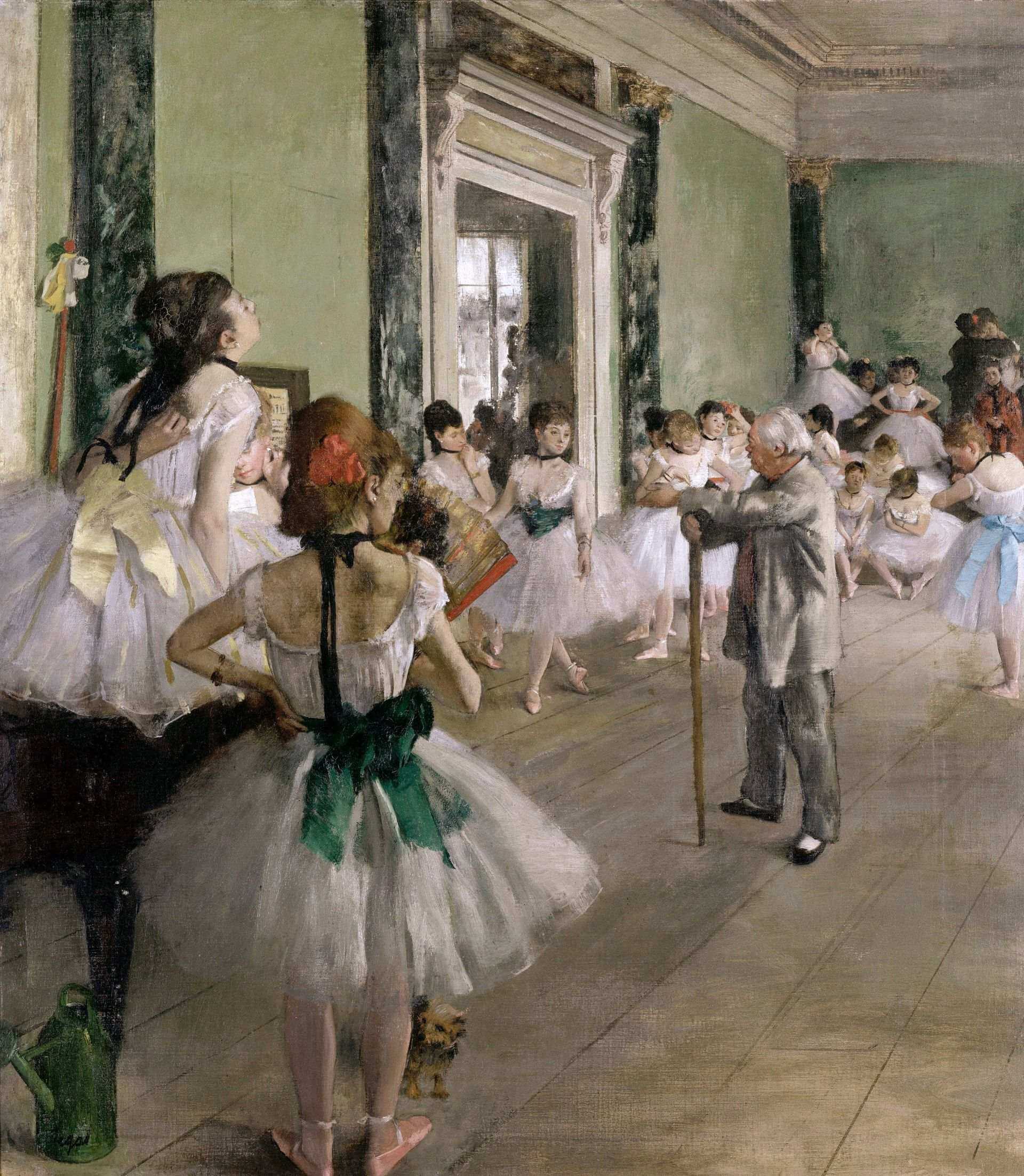 愛德加.竇加 (Edgar Degas),《舞蹈課》(La classe de danse),1871-1874年,油彩畫布,85 × 75公分,奧賽美術館藏。(維基百科)