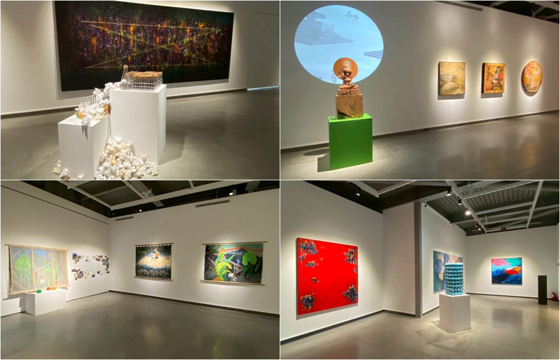 悍圖方舟展場，作者分別為：楊仁明（左上）、楊茂林（右上）、鄧文貞（左下）、賴新龍（右下）。（悍圖社提供）