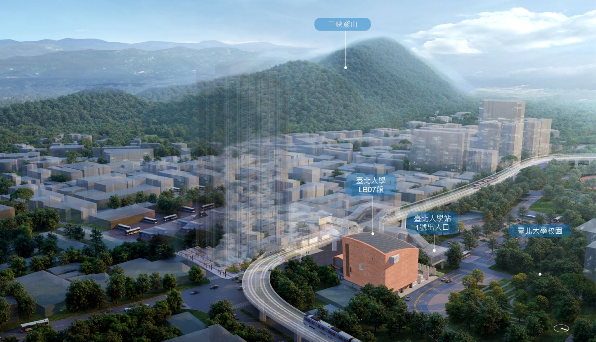 未來「李梅樹紀念館」臺北大學新基地LB07館坐落三鶯線臺北大學站。（姚仁喜｜大元建築工場提供）