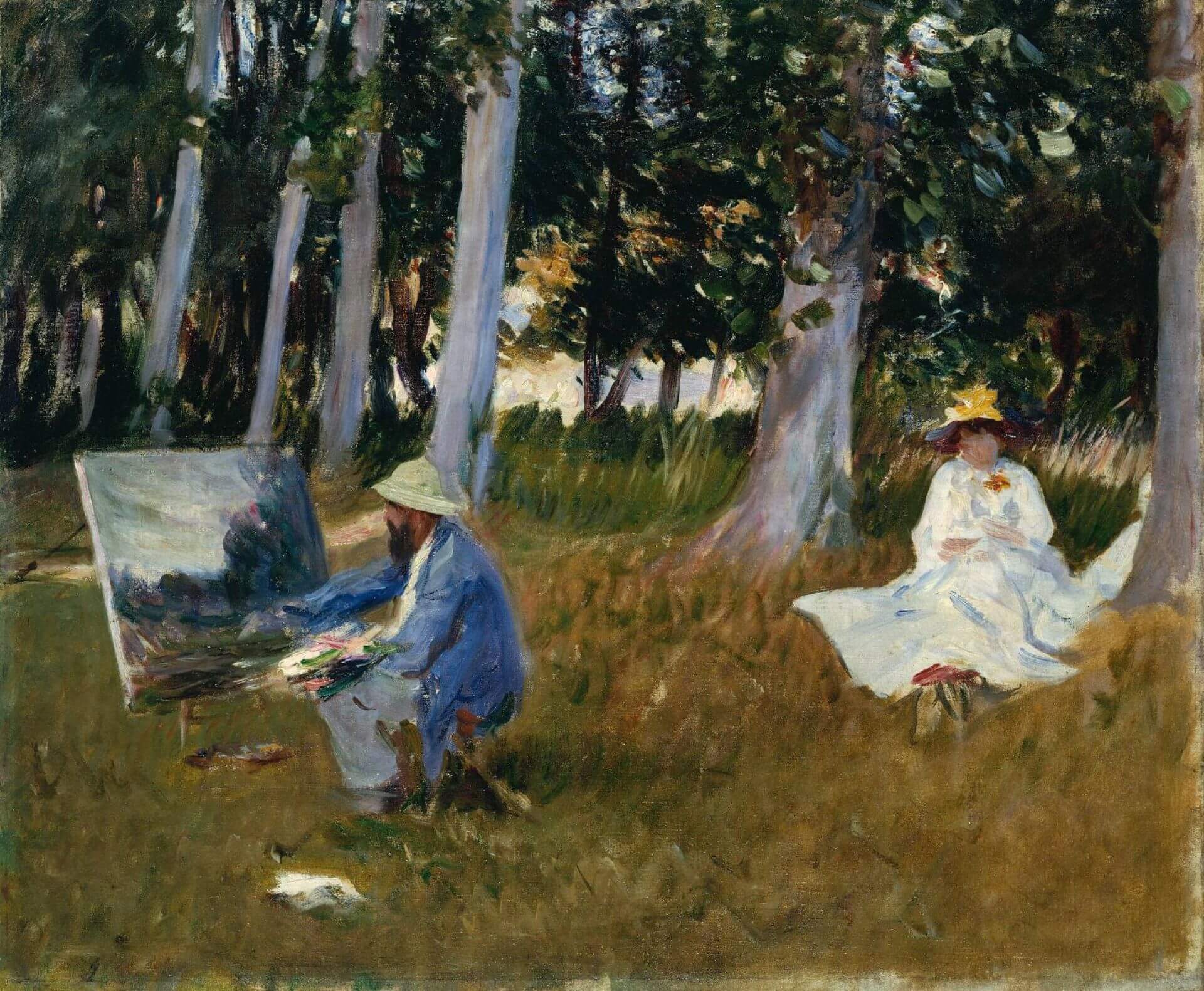 圖13 約翰．辛格．薩金特，《莫內在林邊作畫》（Claude Monet Painting by the Edge of a Wood），1885，油彩畫布，54×64.8公分，泰特不列顛美術館（Tate Britain）藏。（引自Wiki…