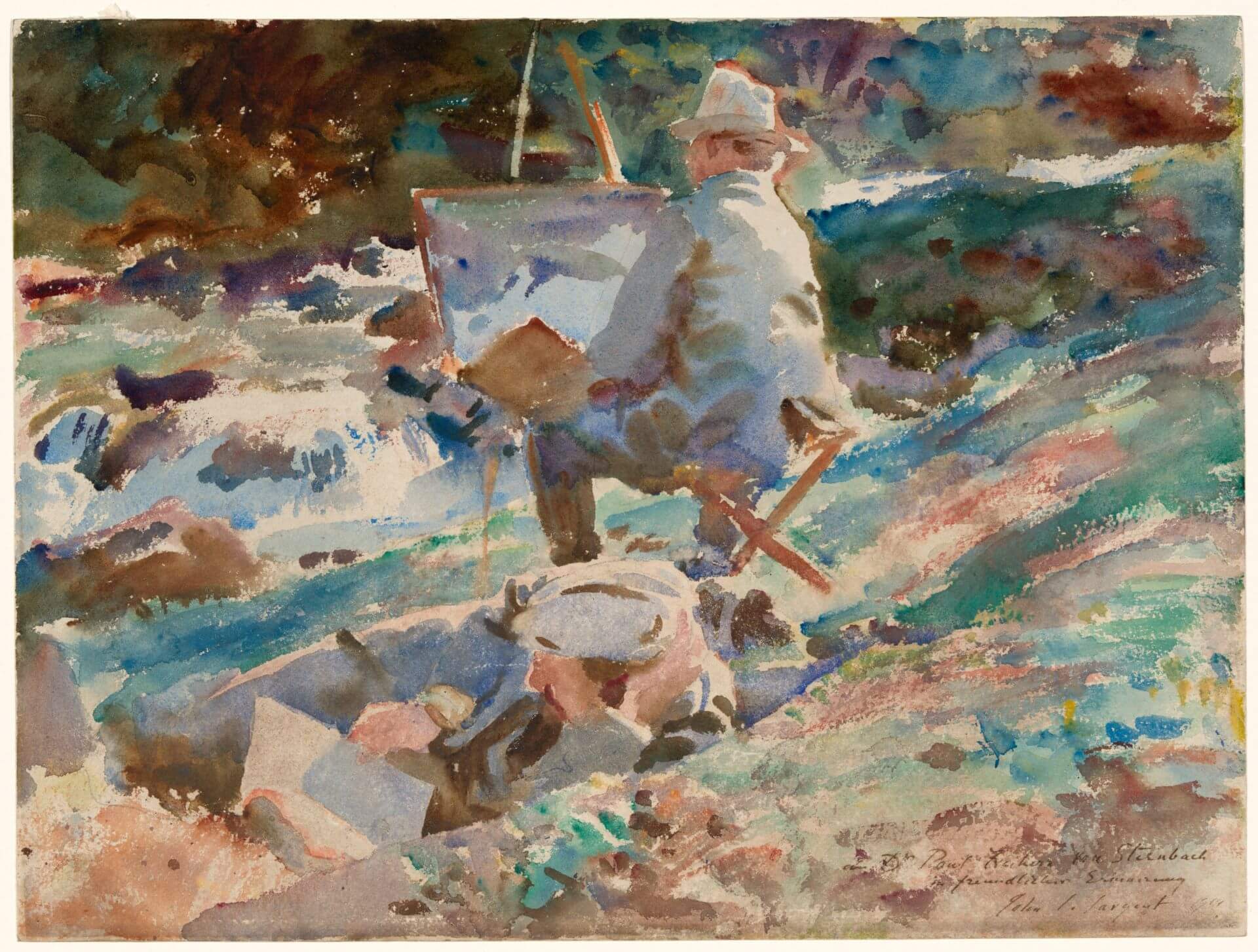 圖21 約翰．辛格．薩金特，《畫家於畫架前》（An Artist at His Easel），約1914，水彩象牙紙，40.3×53.4公分，芝加哥藝術博物館（Art Institute of Chicago）藏。（引自芝加哥藝術博物館典藏…