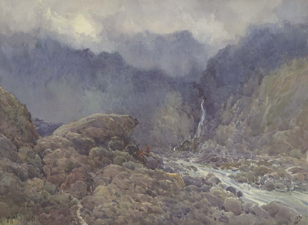 圖4 石川欽一郎1910年作〈蕃地見取圖〉五幅，水彩紙本，約53×71公分，宮內廳宮內公文書館藏。