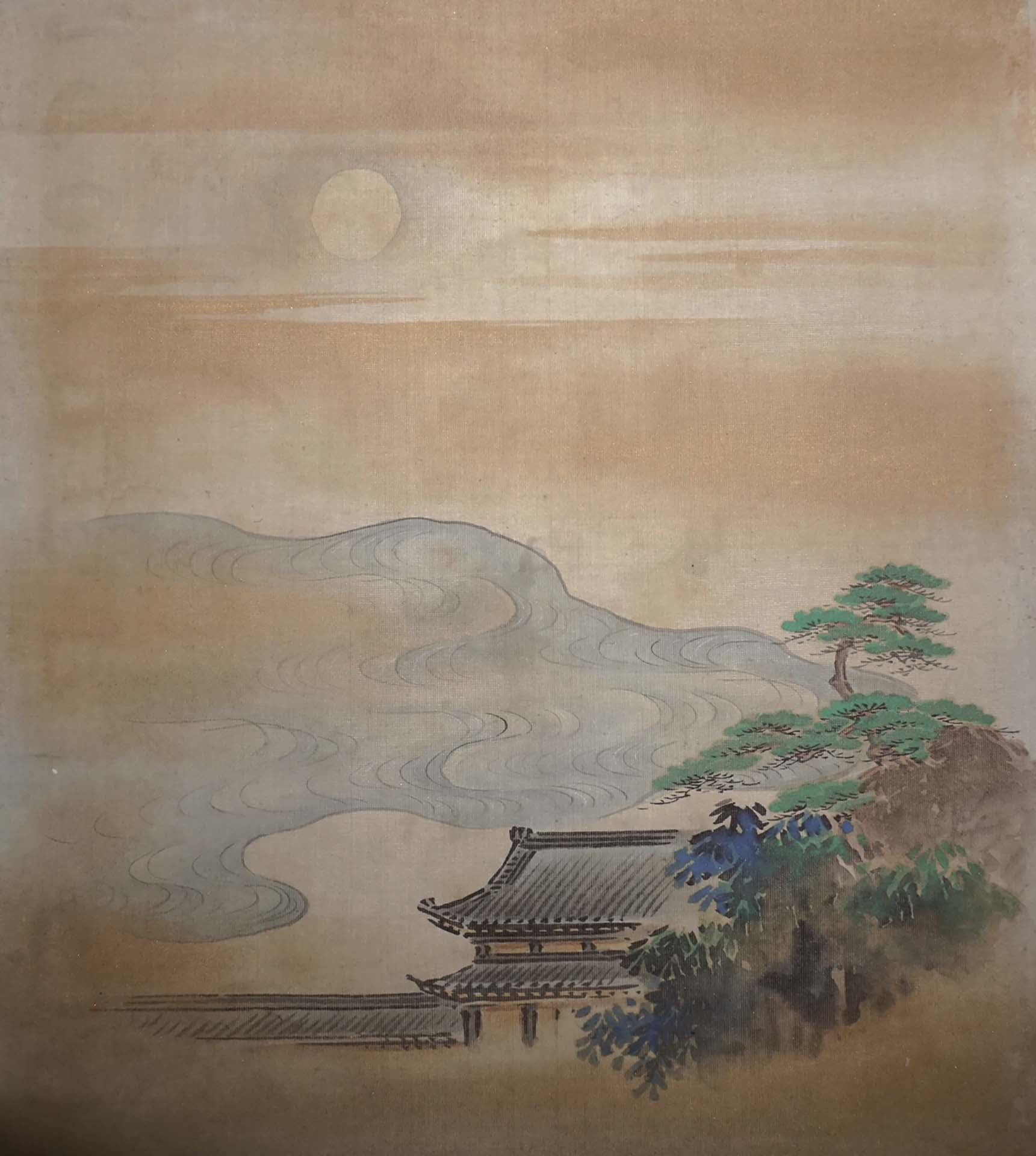 圖5 江戶時代 吉田元陳《南都八景圖帖》之〈猿澤池月〉，絹本設色，22.3×22公分，大和文華館藏。