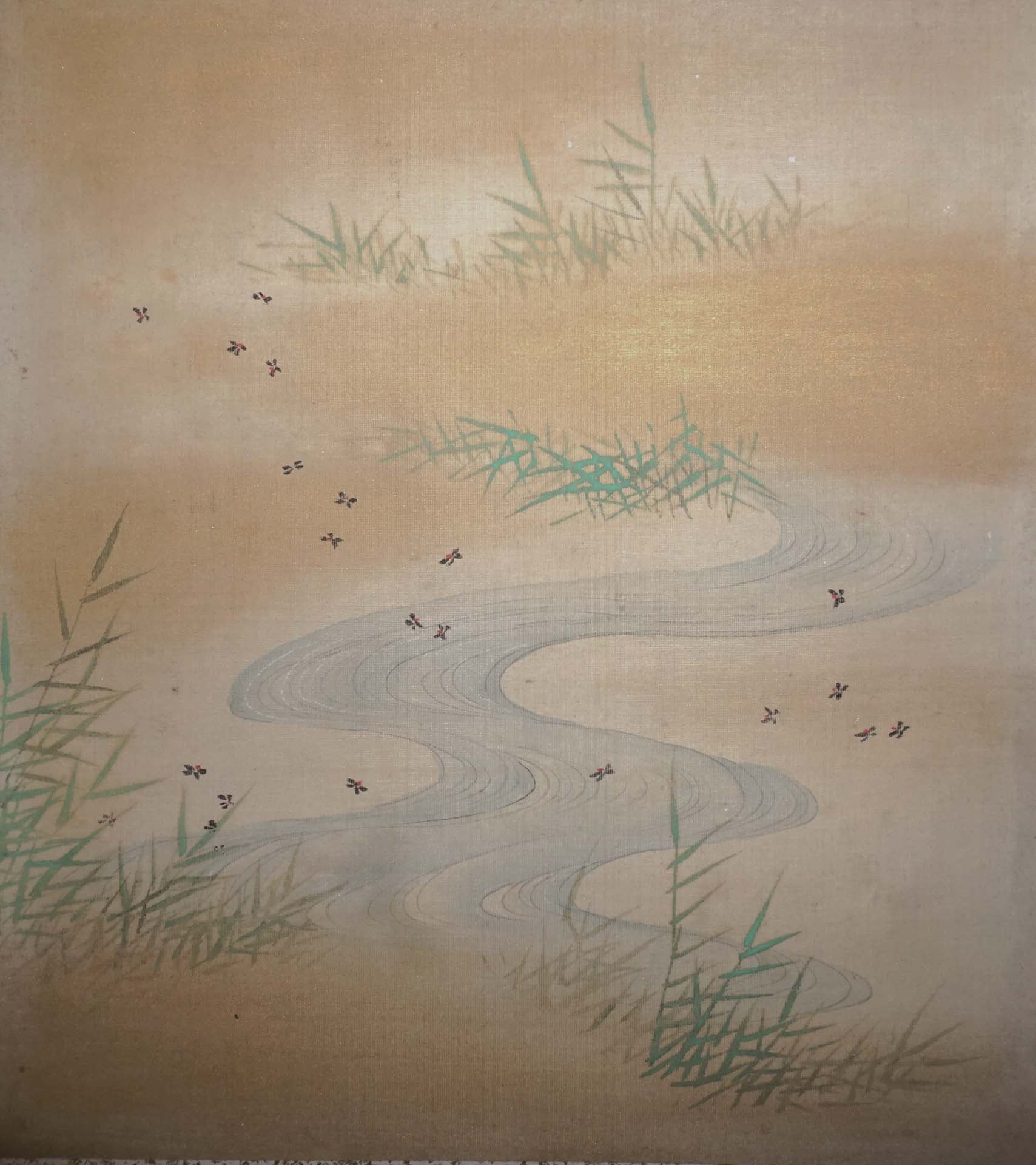 圖6 江戶時代 吉田元陳《南都八景圖帖》之〈佐保川螢〉，絹本設色，22.3×22公分，大和文華館藏。