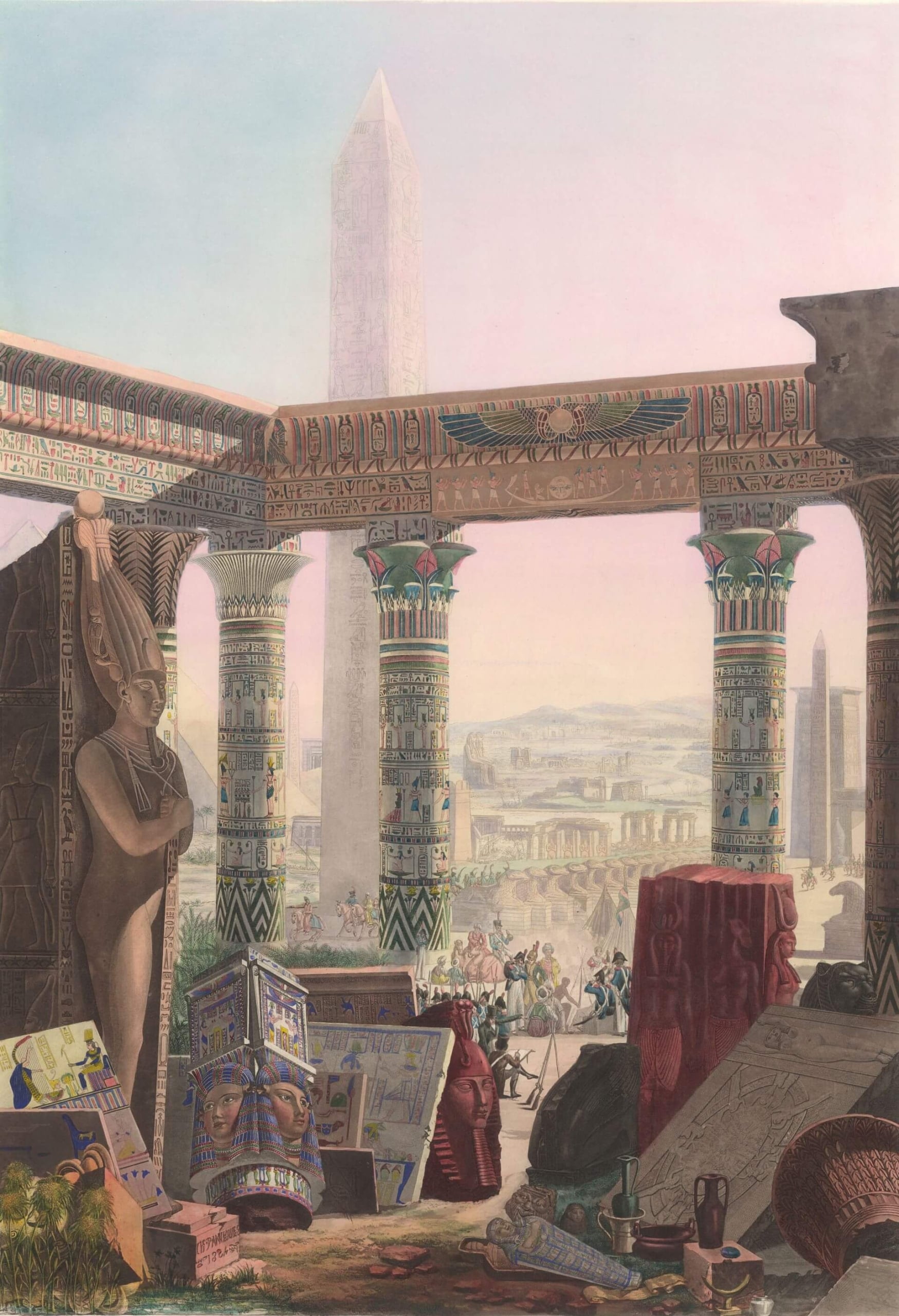 《埃及記述》（Description de l’Égypte）插圖，1820年，科學與藝術委員會編著，法國政府出版。（Wikipedia）
